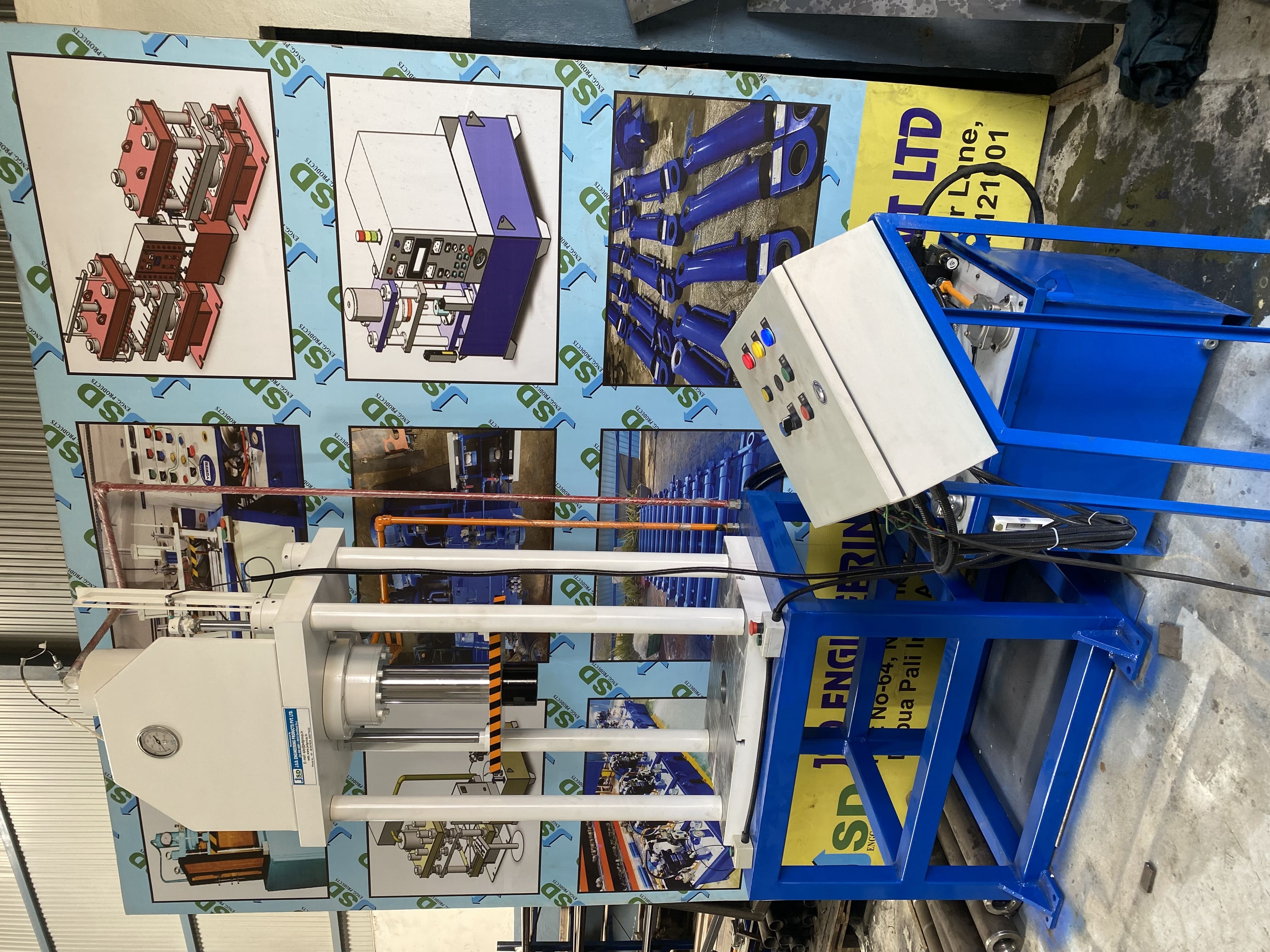 Hydraulic Press 50 Tons With Anti Rotation Guide From Both Sides - Color: White & Blue