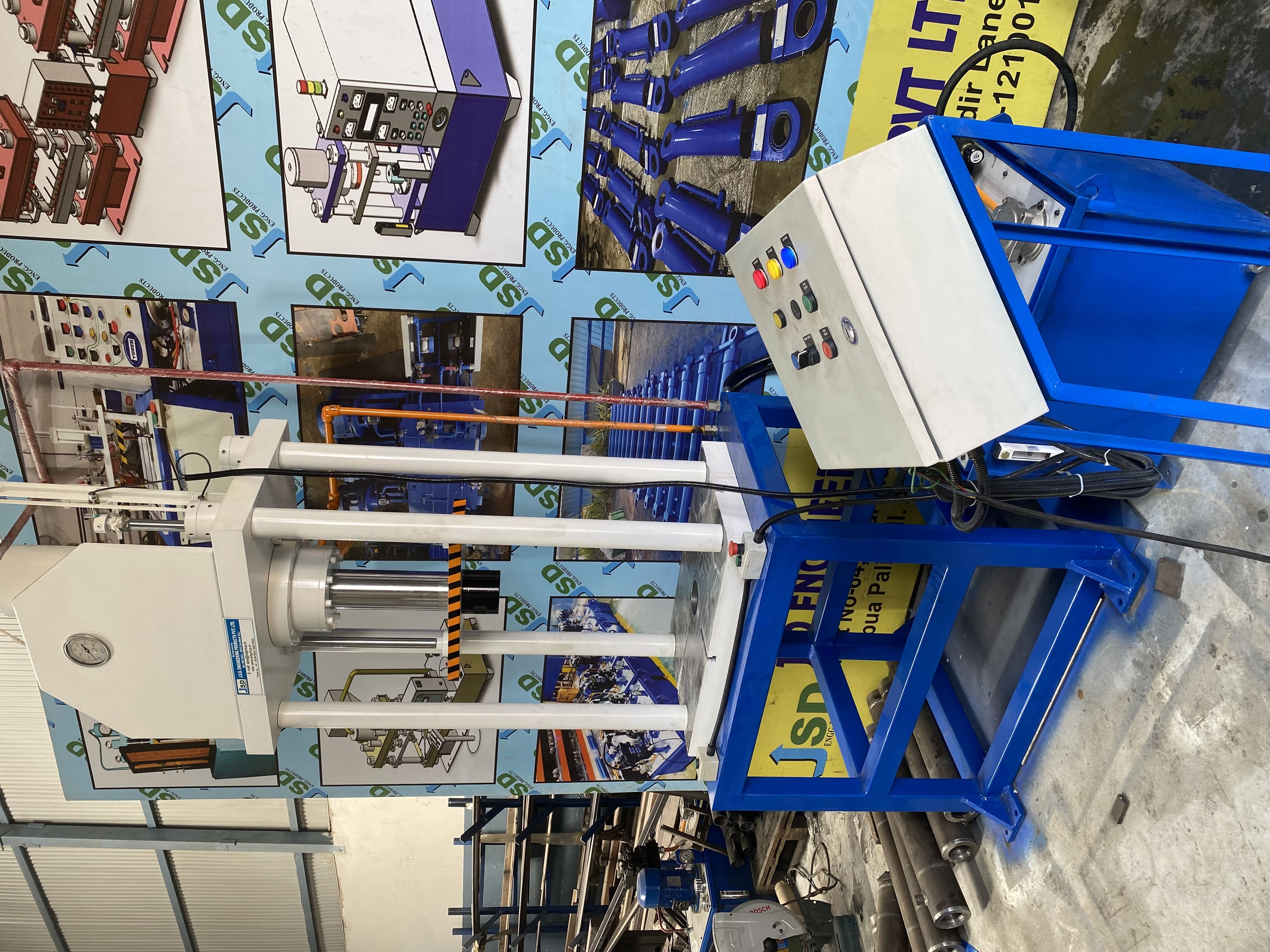 Hydraulic Press 50 Tons With Anti Rotation Guide From Both Sides - Color: White & Blue