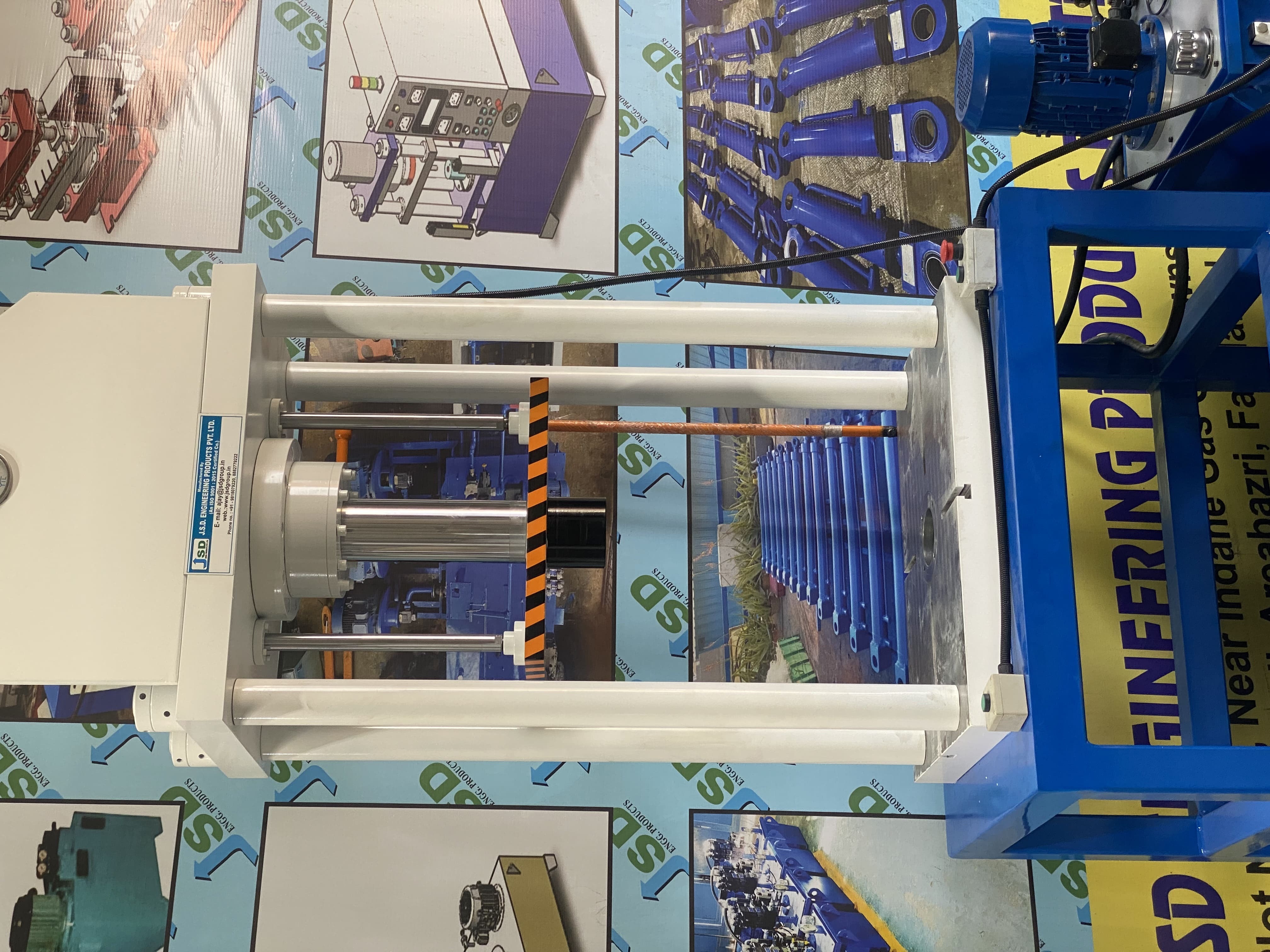 Hydraulic Press 50 Tons With Anti Rotation Guide From Both Sides - Color: White & Blue