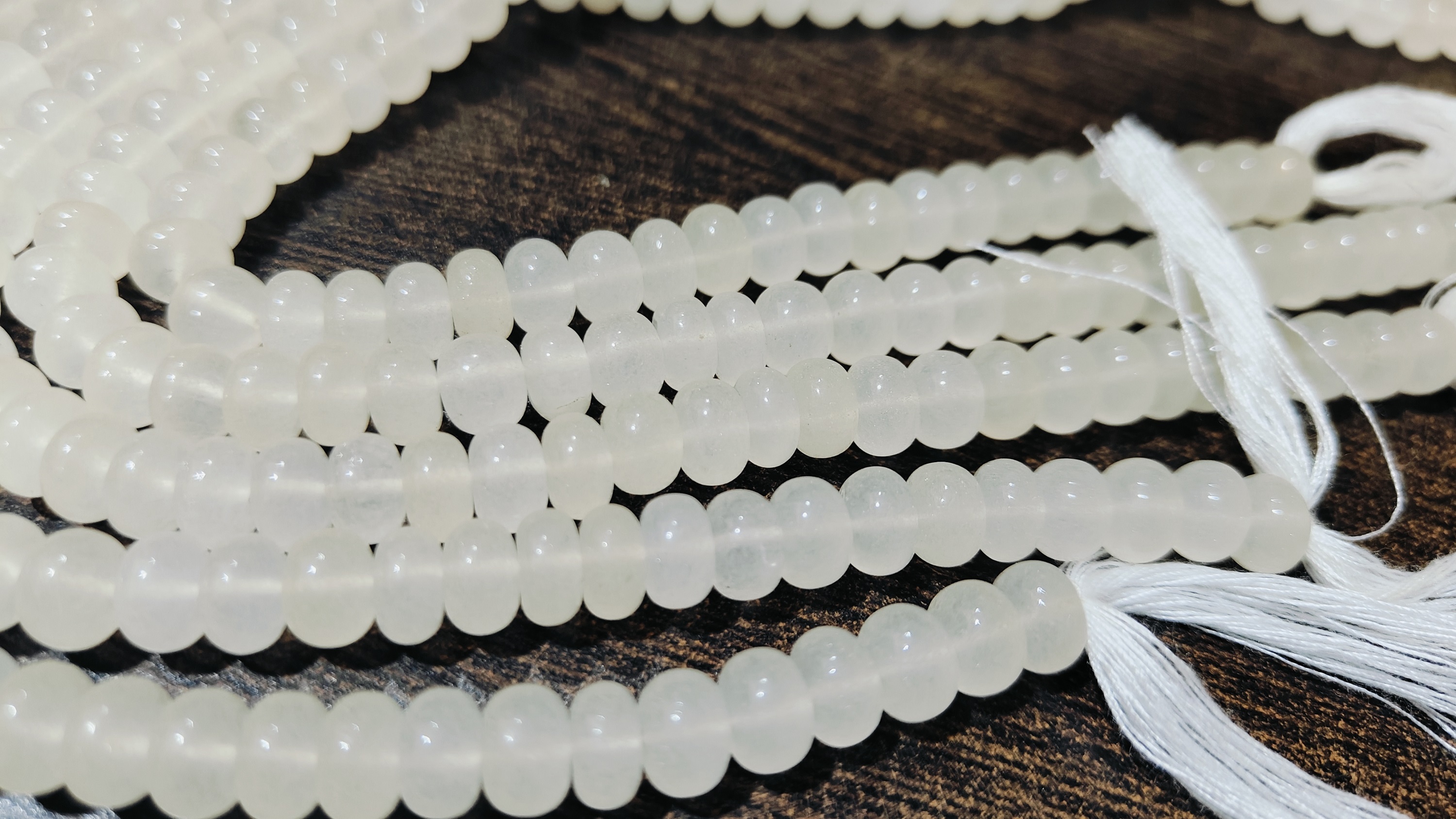 Natural White Quartz Rondelle Plain 8mm Beads Sold Per Strand 8'' Long - Occasion: Causal