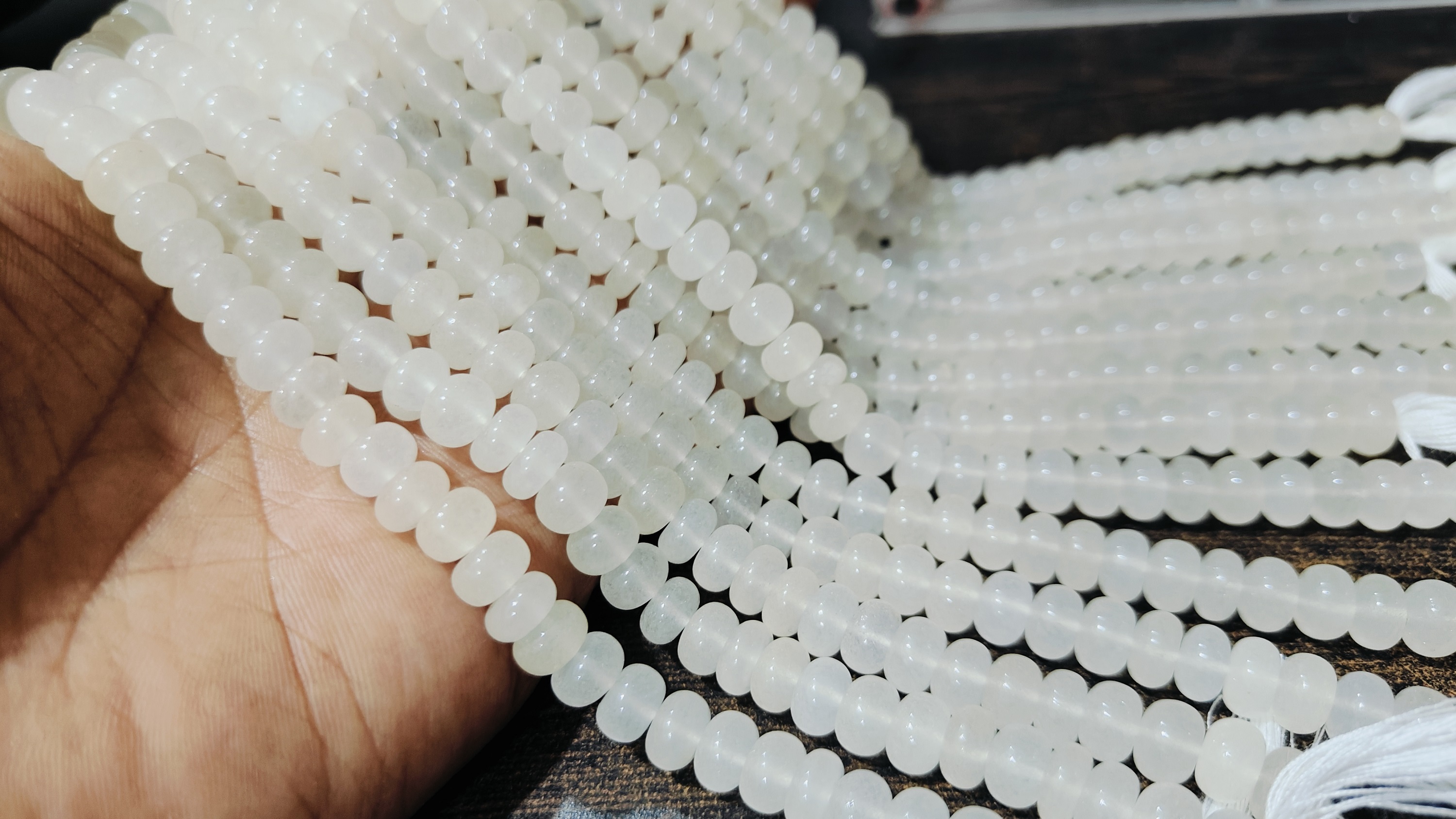 Natural White Quartz Rondelle Plain 8mm Beads Sold Per Strand 8'' Long - Occasion: Causal