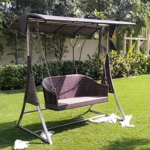 2 Leg Swing - Eco-friendly Outdoor Garden Seating, Black Finish In Indian Style