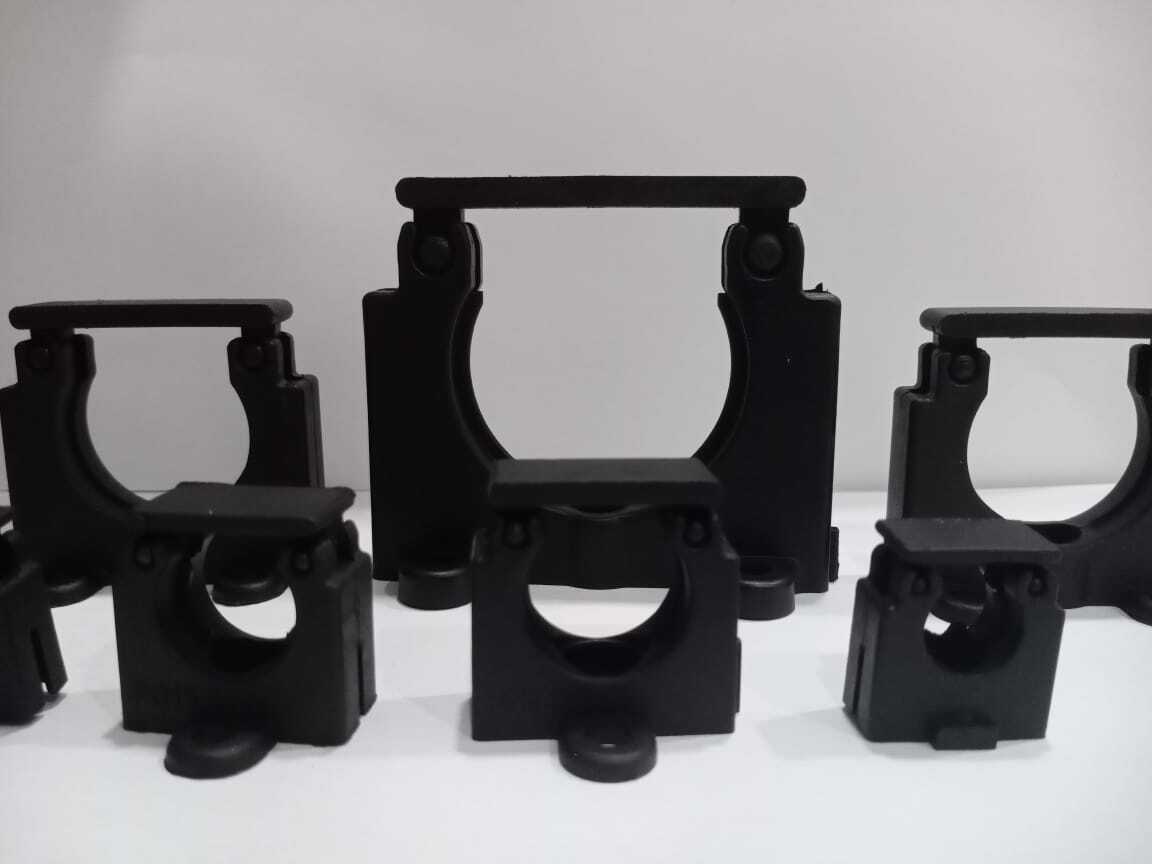Polyamide Conduit Clamp - 74.5mm Length, 55.5mm Height, Black Ral 9005 | Uv Resistant, Easy To Assemble, 100% Indian Manufactured