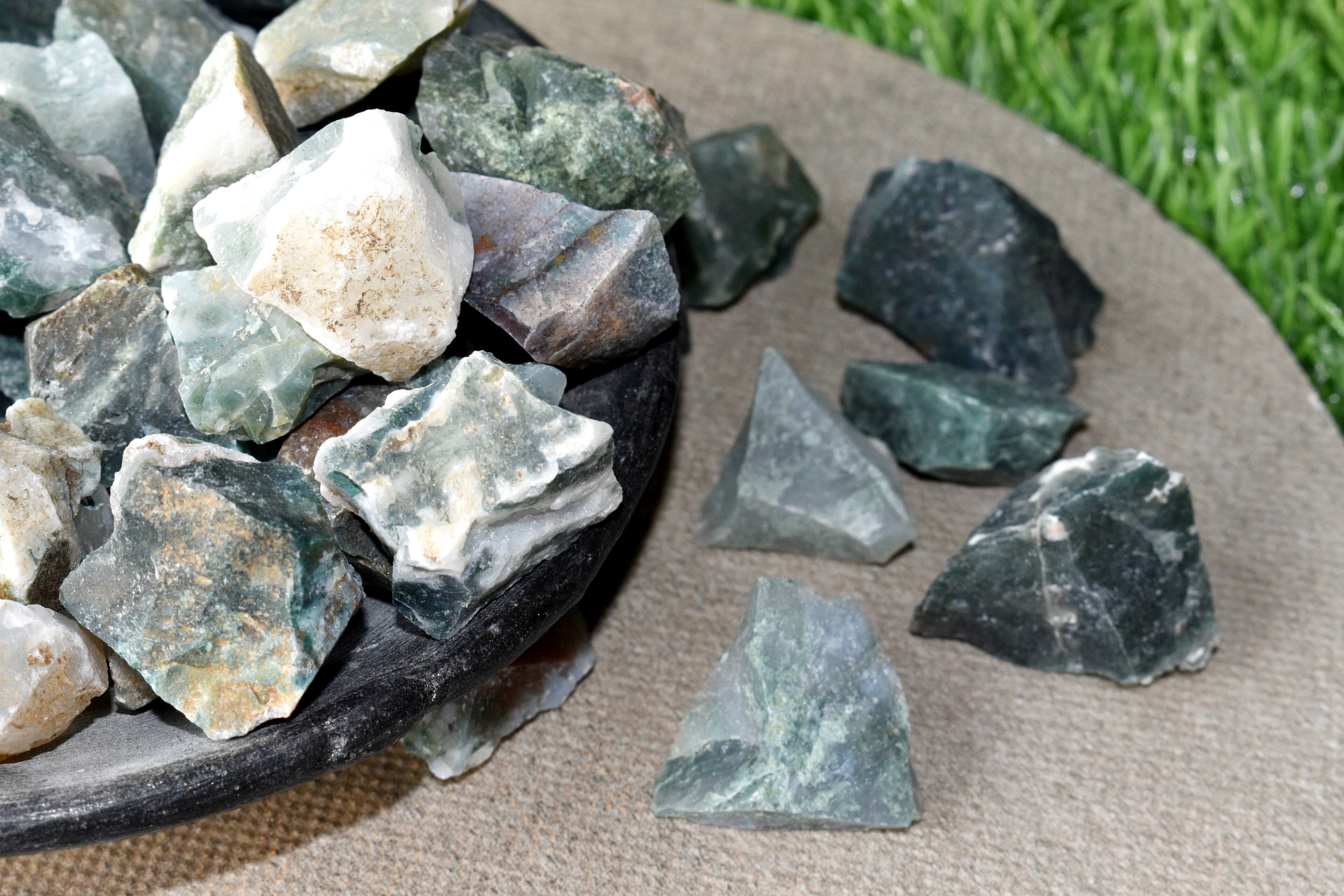 Moss Agate Rough Stone Crystal Raw Stone Rough Rock - Grade: Aaa