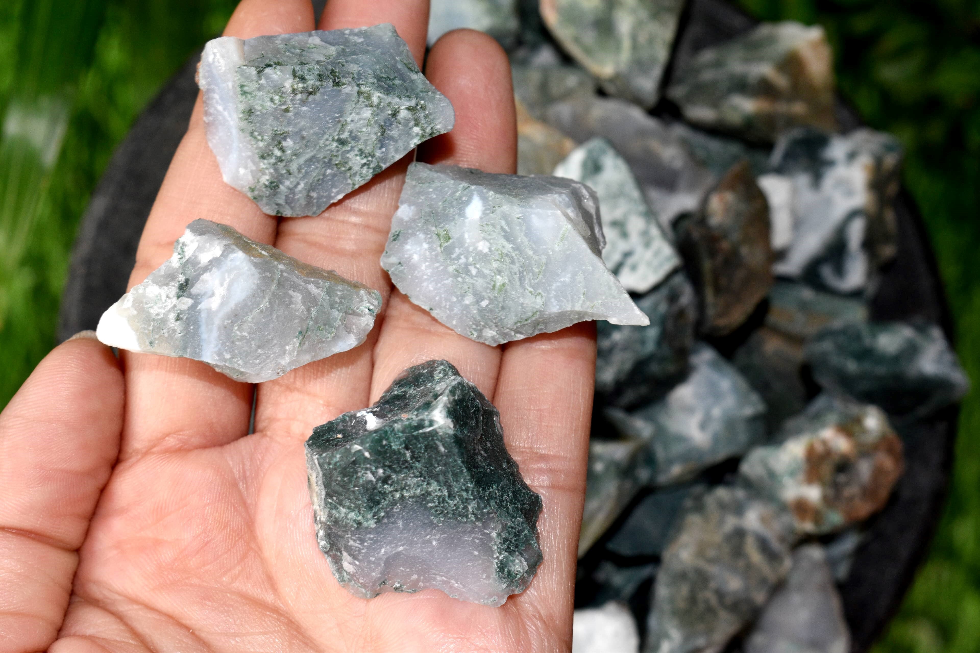 Moss Agate Rough Stone Crystal Raw Stone Rough Rock - Grade: Aaa
