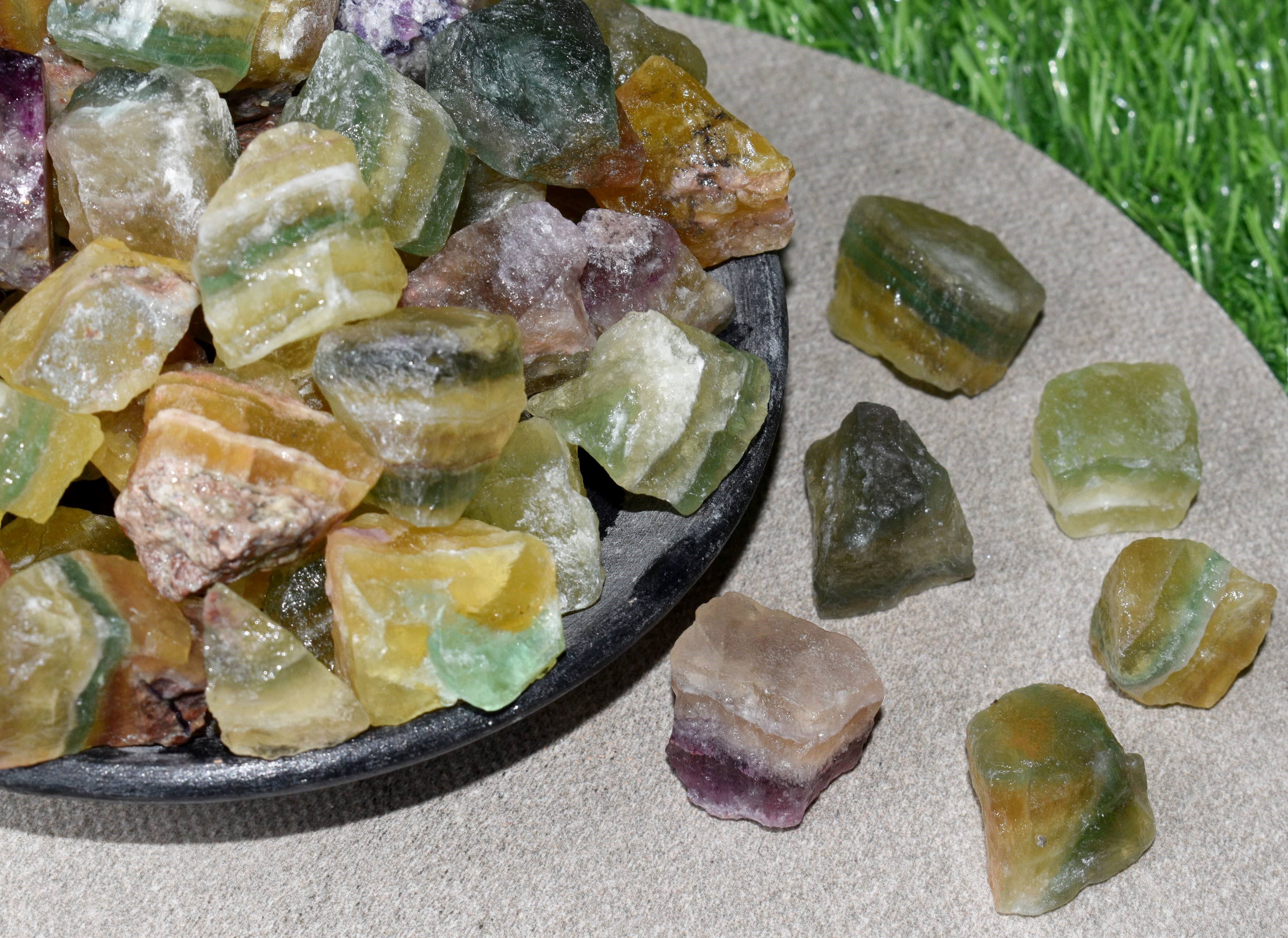 Multi Fluorite Rough Stone Crystal Raw Stone Rough Rock - Color: Multicolour