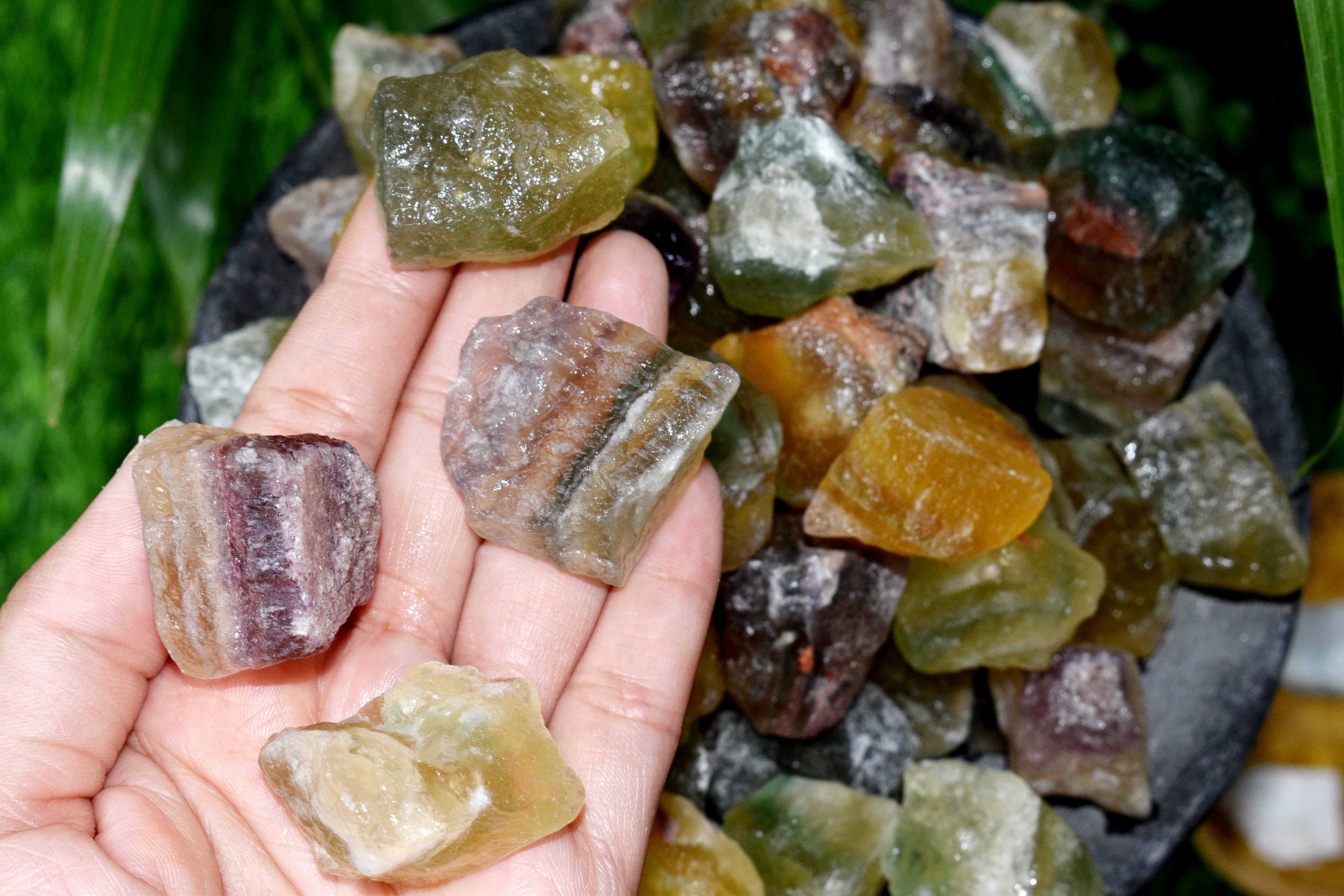 Multi Fluorite Rough Stone Crystal Raw Stone Rough Rock - Color: Multicolour