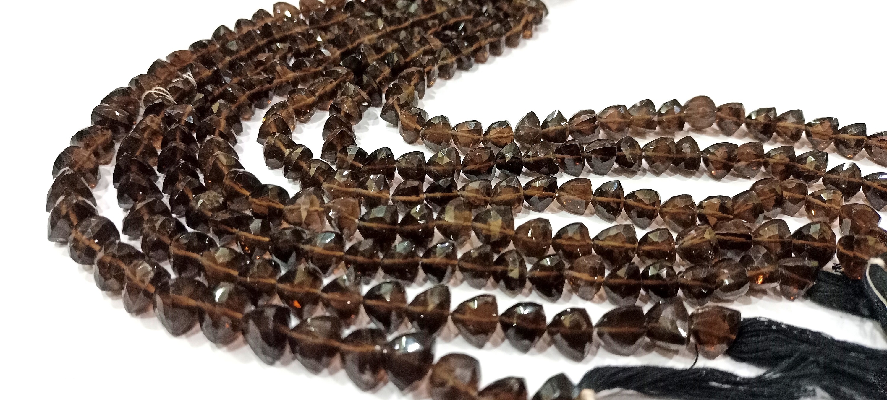 Smoky Quartz Triangle Shape Faceted 8mm Beads Strand 8 Inches Long - Beads Colour: Brown