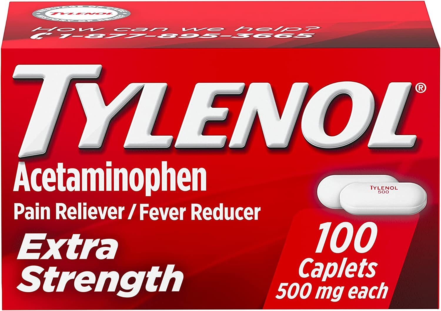 Tylenol Extra Strength Caplets With 500 Mg Acetaminophen, 100 Count