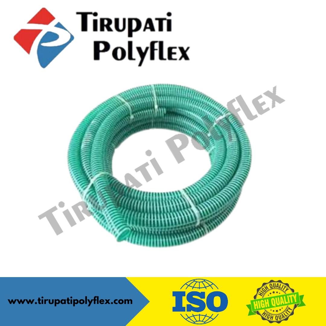 Pvc Heavy Duty Green Suction Hose Pipe - 30 Meter Length, 0.75 To 8 Inches Size , Durable And Flexible For Agriculture, Industrial, Domestic Use