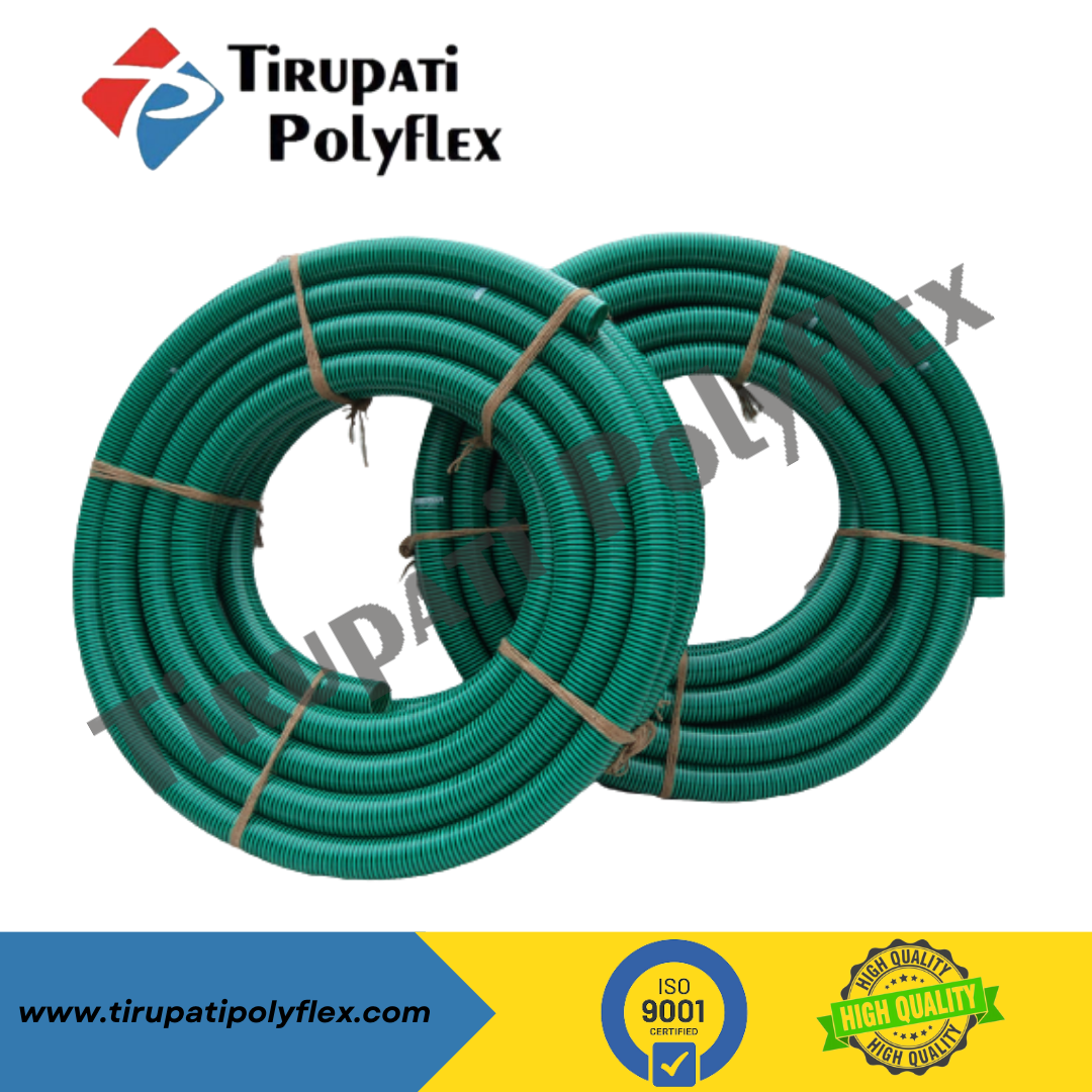 Pvc Heavy Duty Green Suction Hose Pipe - 30 Meter Length, 0.75 To 8 Inches Size , Durable And Flexible For Agriculture, Industrial, Domestic Use