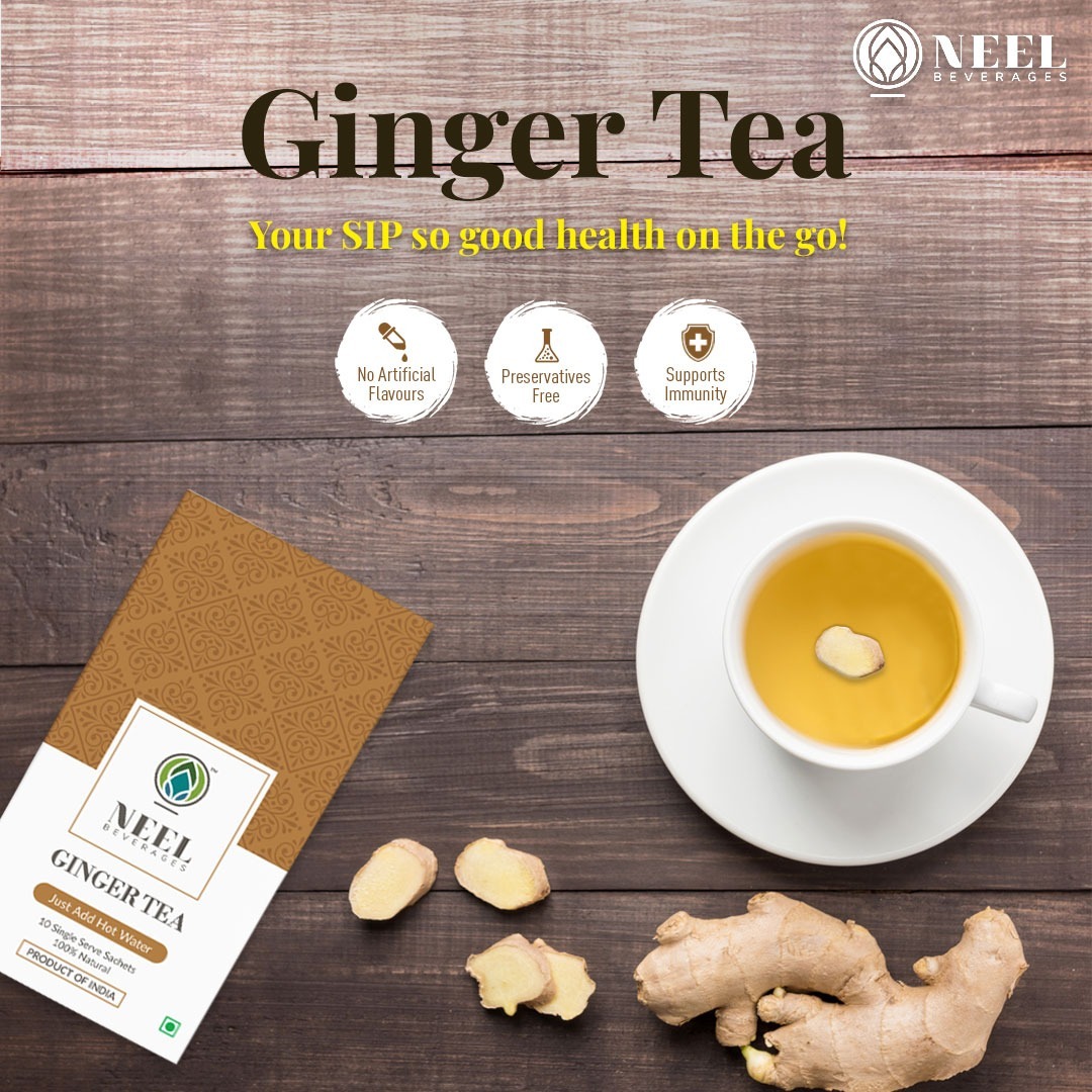 Instant Ginger Tea Premix - 150 Gsm, Blended Instant Powder, Medium Sugar Content, 12 Months Shelf Life | Organic, Convenient Sachet Packaging, Curated Natural Ingredients, Easy To Make, Authentic Indian Flavor