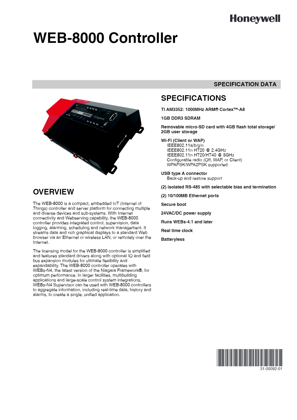 Web-8000 Honeywell Bms Controller Application: Commercial