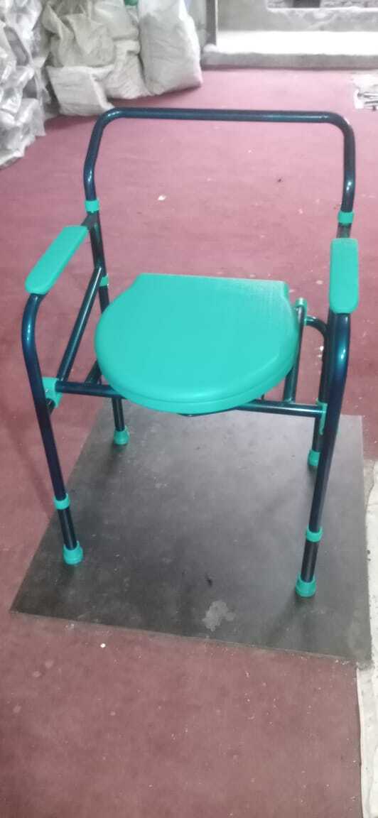 Adjustable Commode Chair - Iron Material | Foldable Design For Space Efficiency And Enhanced Convenience