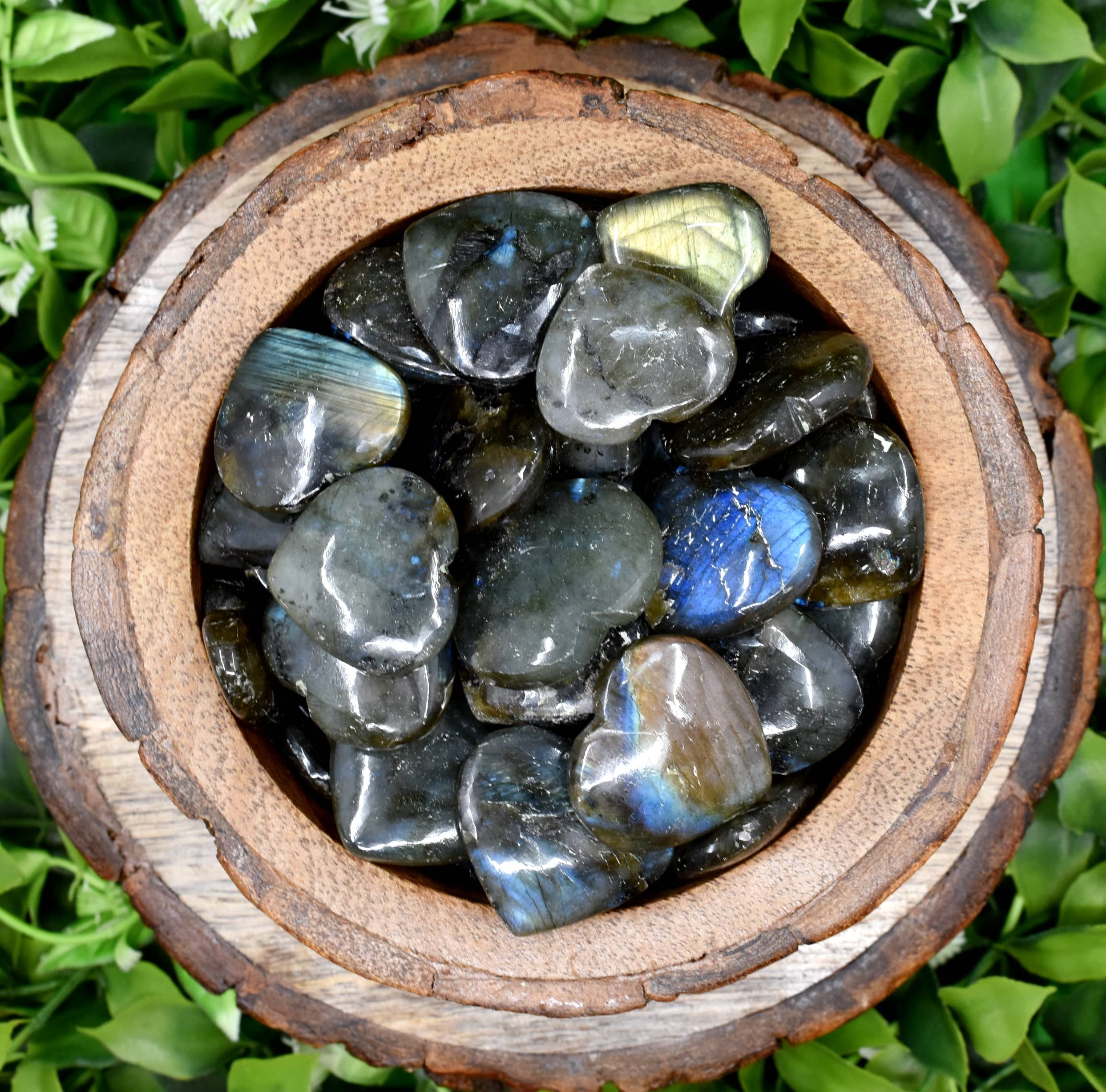 Labradorite Puffy Mini Heart Crystal Pocket-sized Stone For Transformation & Intuition