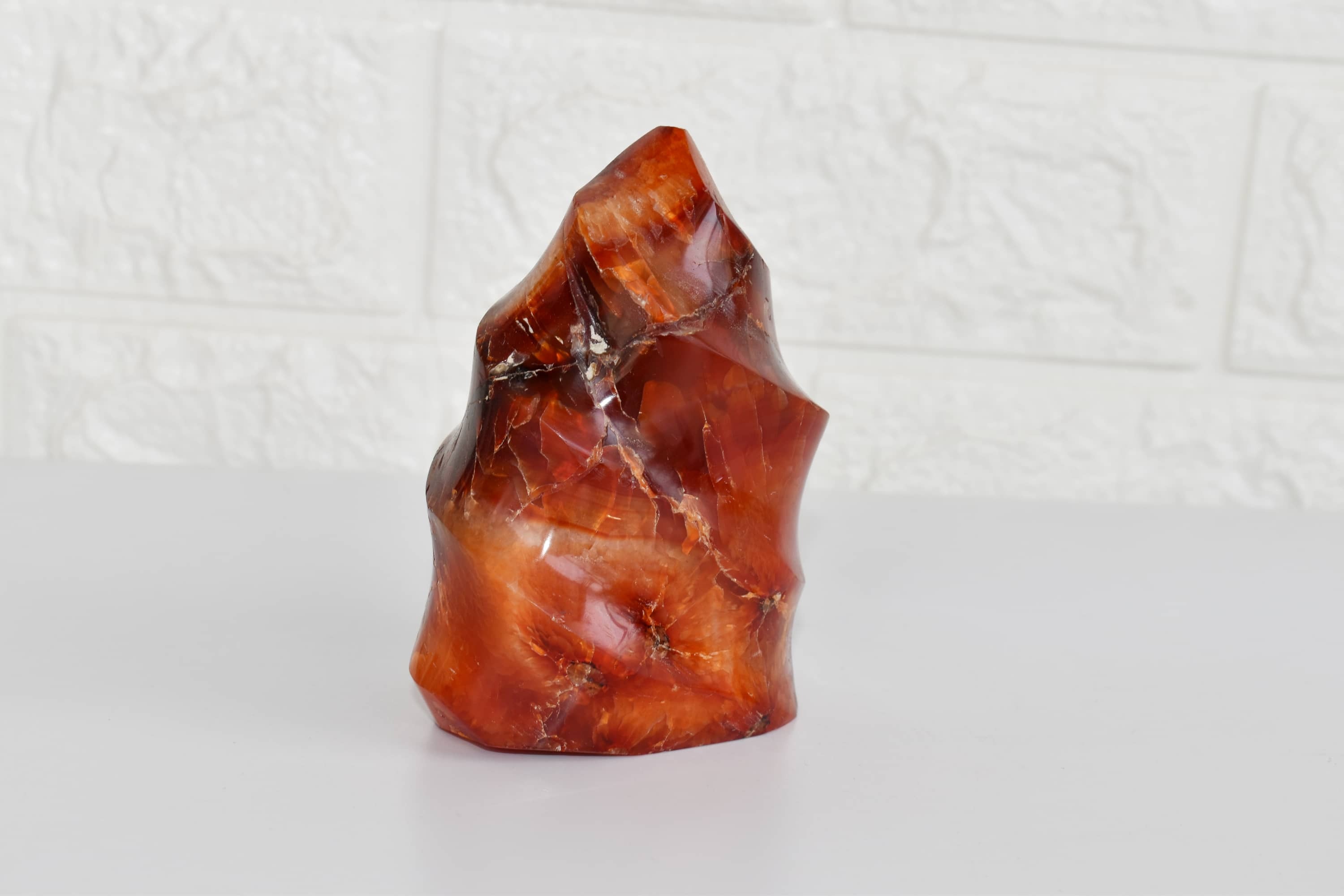 Carnelian Freeform Crystal, Large Apatite Stone - Color: Orange