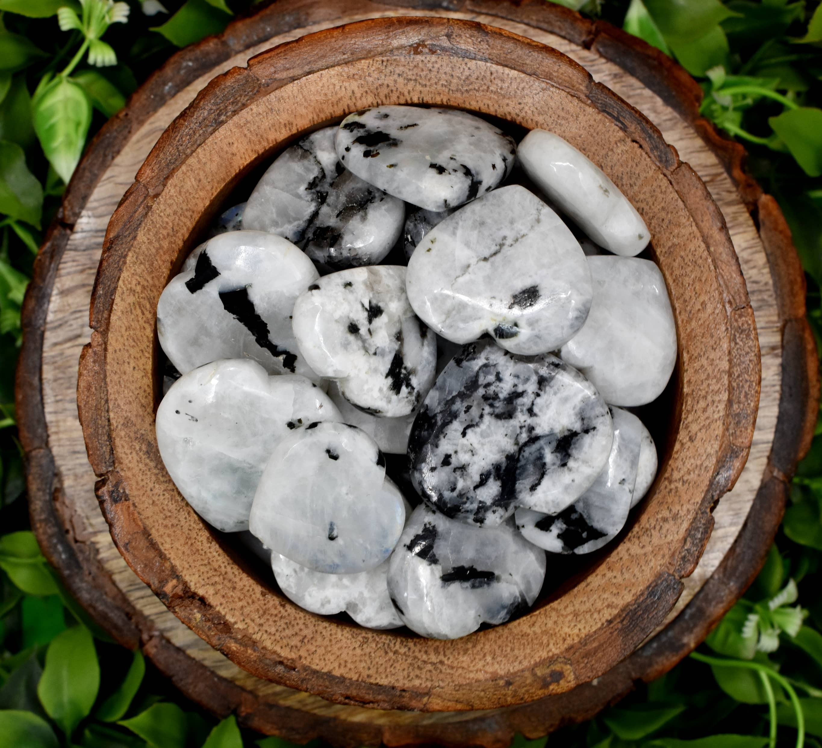 Rainbow Moonstone Puffy Mini Hearts Crystal Heart - Aaa Grade, 1 Inch, Black & White Natural Gemstone | Smooth, Polished, 15 Grams Total Weight