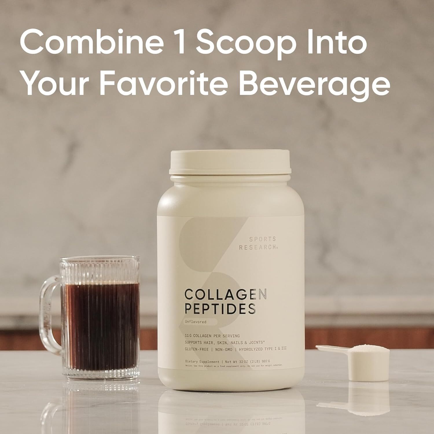 Sports Research Collagen Peptides Hydrolyzed Powder
