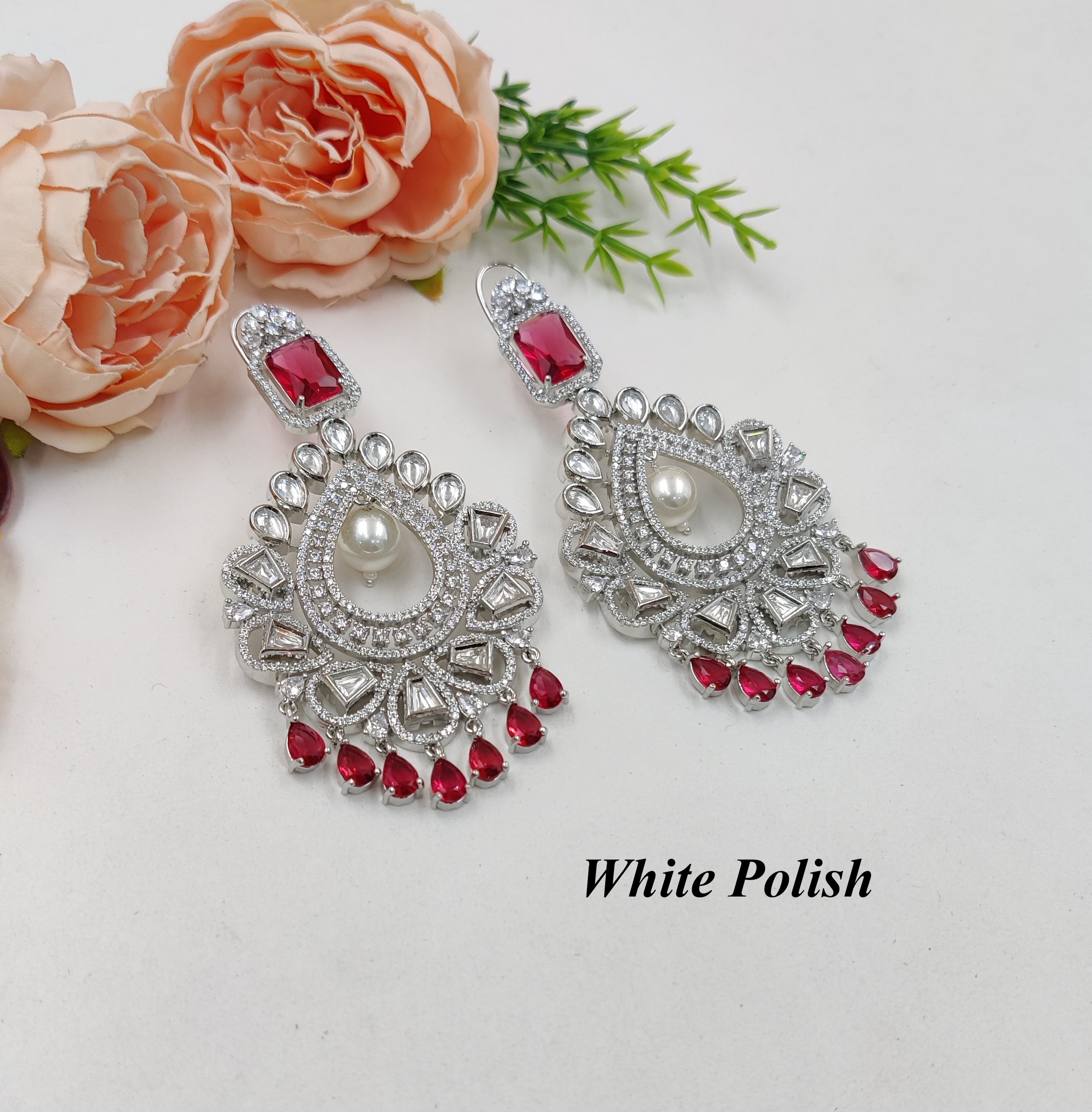Pearl Traditional Chandbali Earrings - Copper Alloy Base With Aaa Star Cut Zircon Stones | Elegant Design For Weddings, Parties, And Everyday Wear