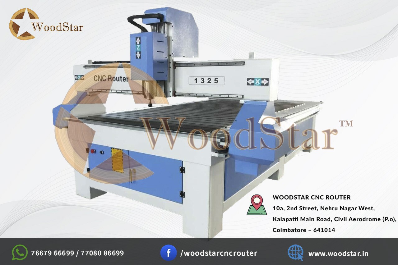 Woodstar Cnc Router Machine - 1500x2500x300 Mm, Heavy Duty Design With 24000 Rpm High Precision Spindle, Invt Vfd Control, Rapid Speed 25000 Mm/min, 1-year Warranty Included