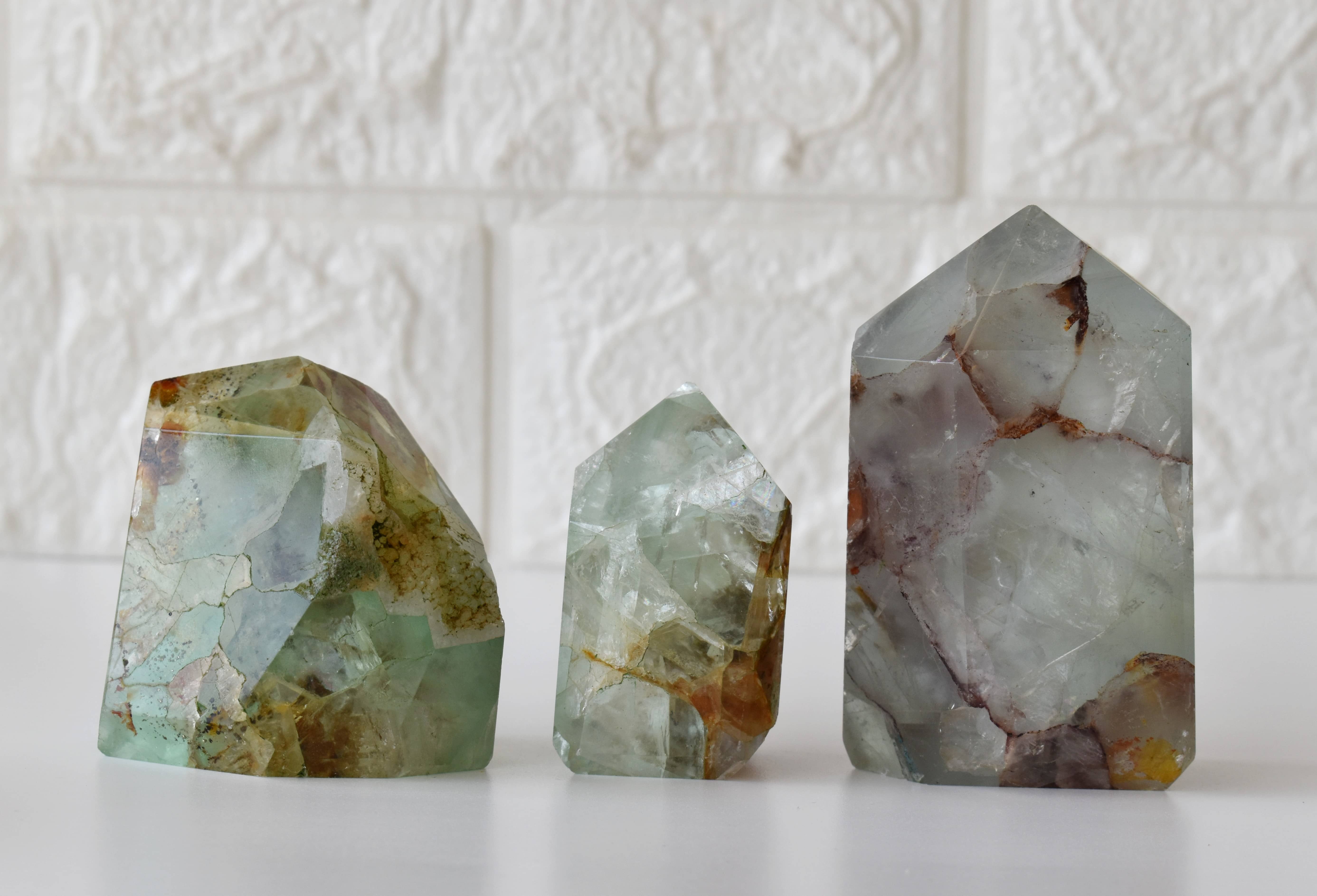 Polished Green Flurorite Points, Pointed Green Flurorite Crystal - Color: Multicolour