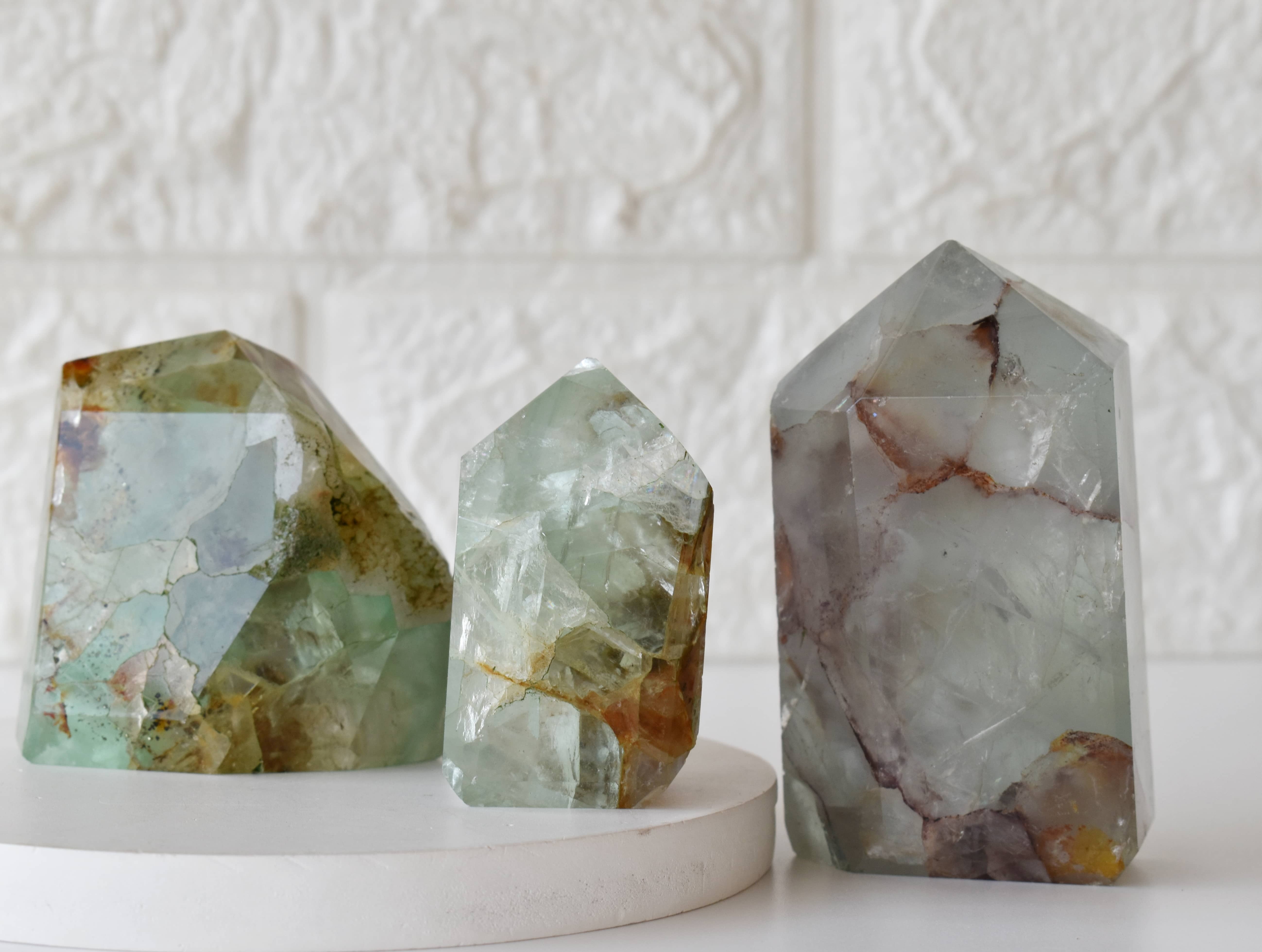 Polished Green Flurorite Points, Pointed Green Flurorite Crystal - Color: Multicolour