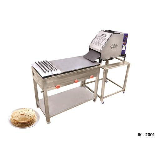 Semi-Automatic Roti Chapati Pressing Machine With Roasting Unit (Jk-2001) - Color: Silver
