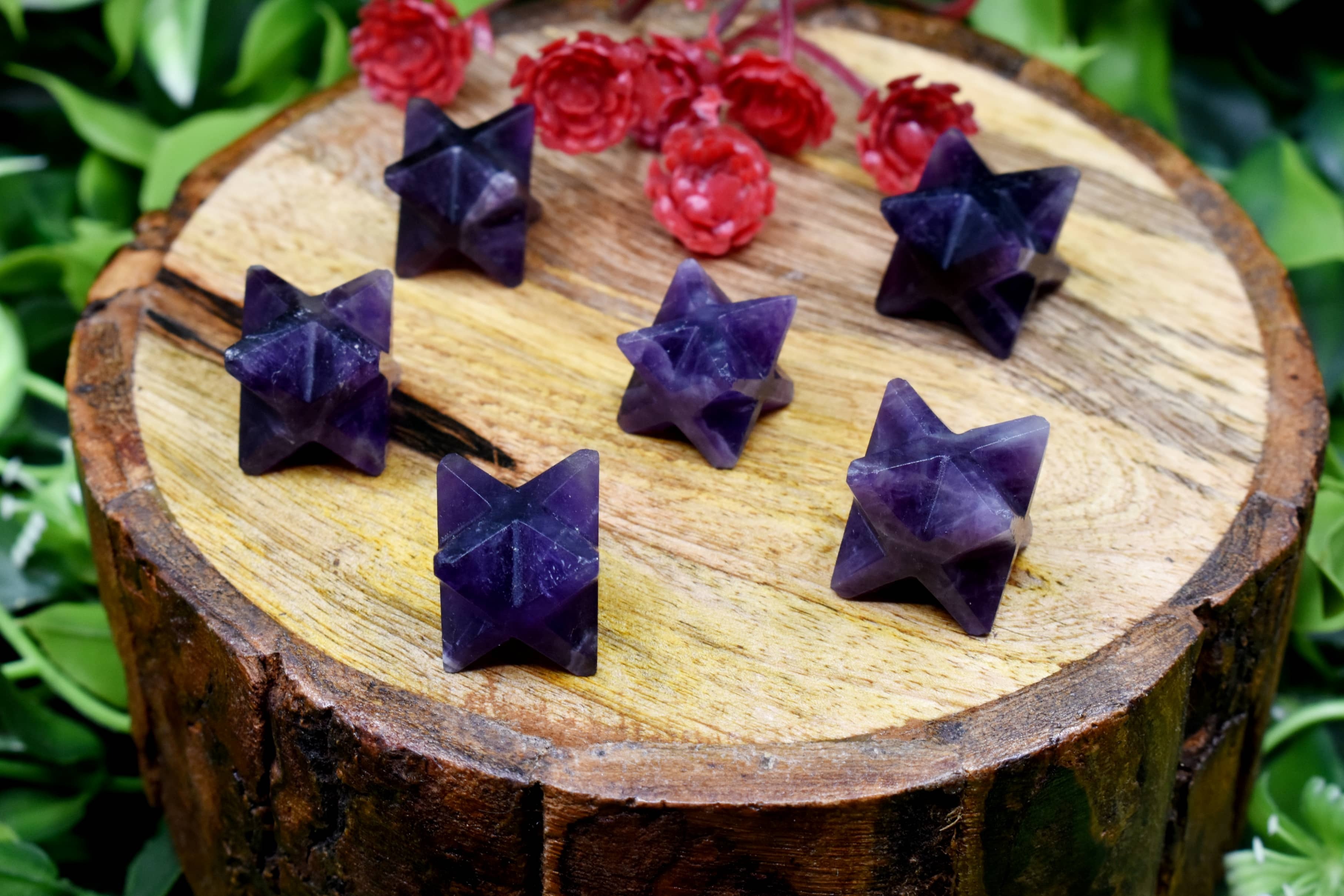 Amethyst Crystal Merkaba Stars Crystal Grid Energy Healing Sacred Geometry Stars - Material: Amethyst Size: 18-25mm Color: Purple | Grade: Aaa Weight: 15 Grams Natural Stone Type