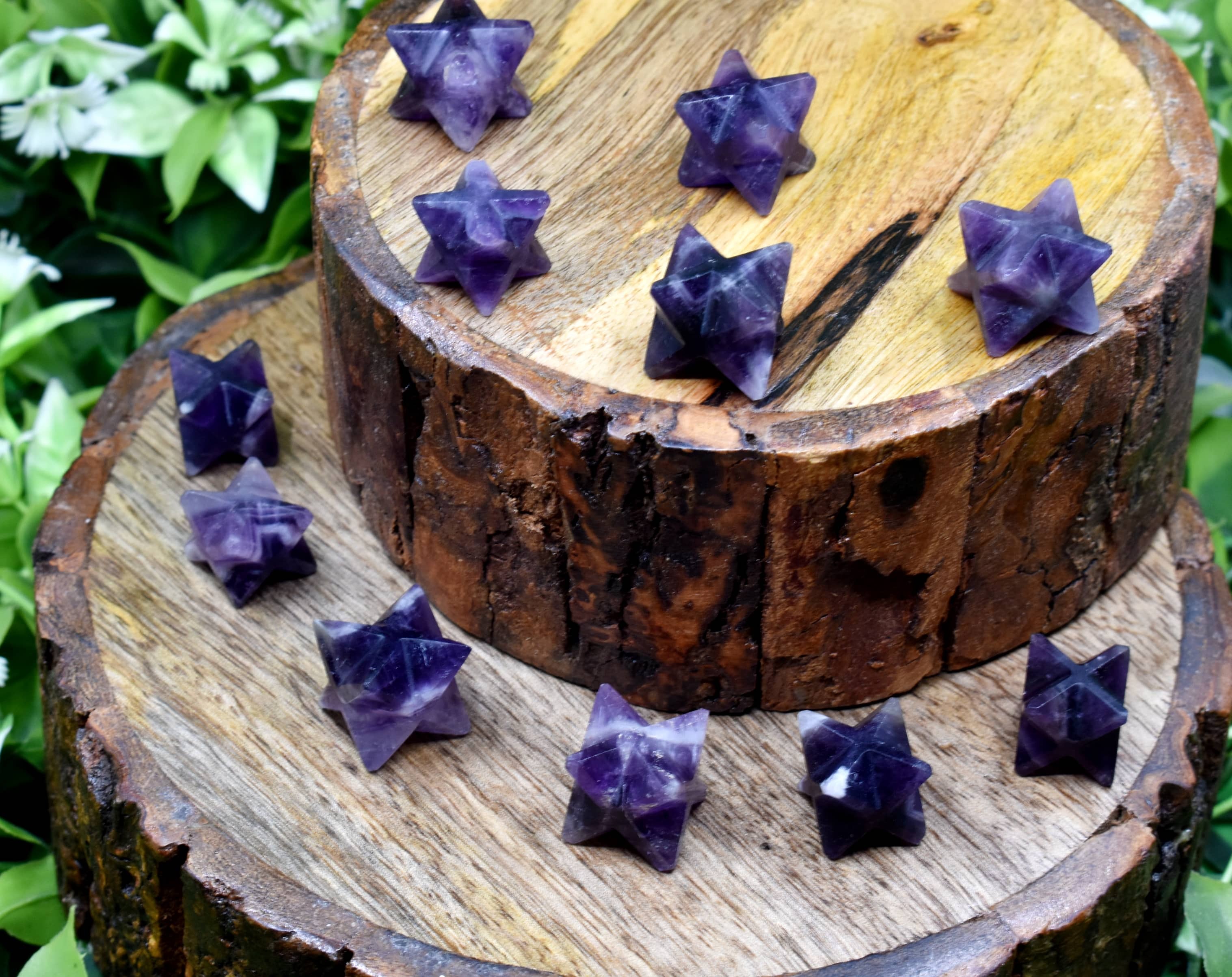 Amethyst Crystal Merkaba Stars Crystal Grid Energy Healing Sacred Geometry Stars - Material: Amethyst Size: 18-25mm Color: Purple | Grade: Aaa Weight: 15 Grams Natural Stone Type
