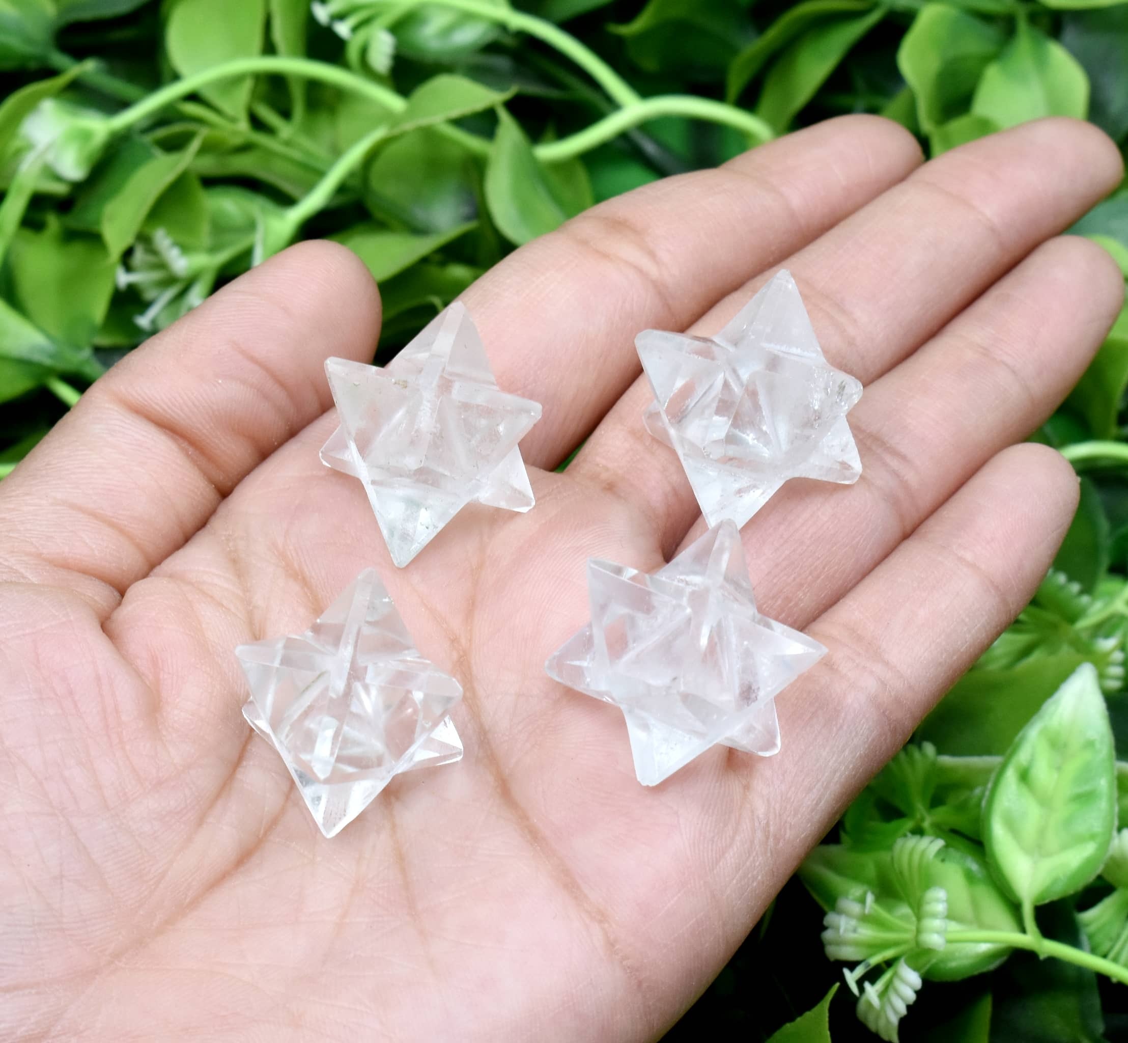 Crystal Quartz Crystal Merkaba Stars, Crystal Grid, Energy Healing Sacred Geometry Stars - Size: 18-25mm, Grade: Aaa, Weight: 15 Grams