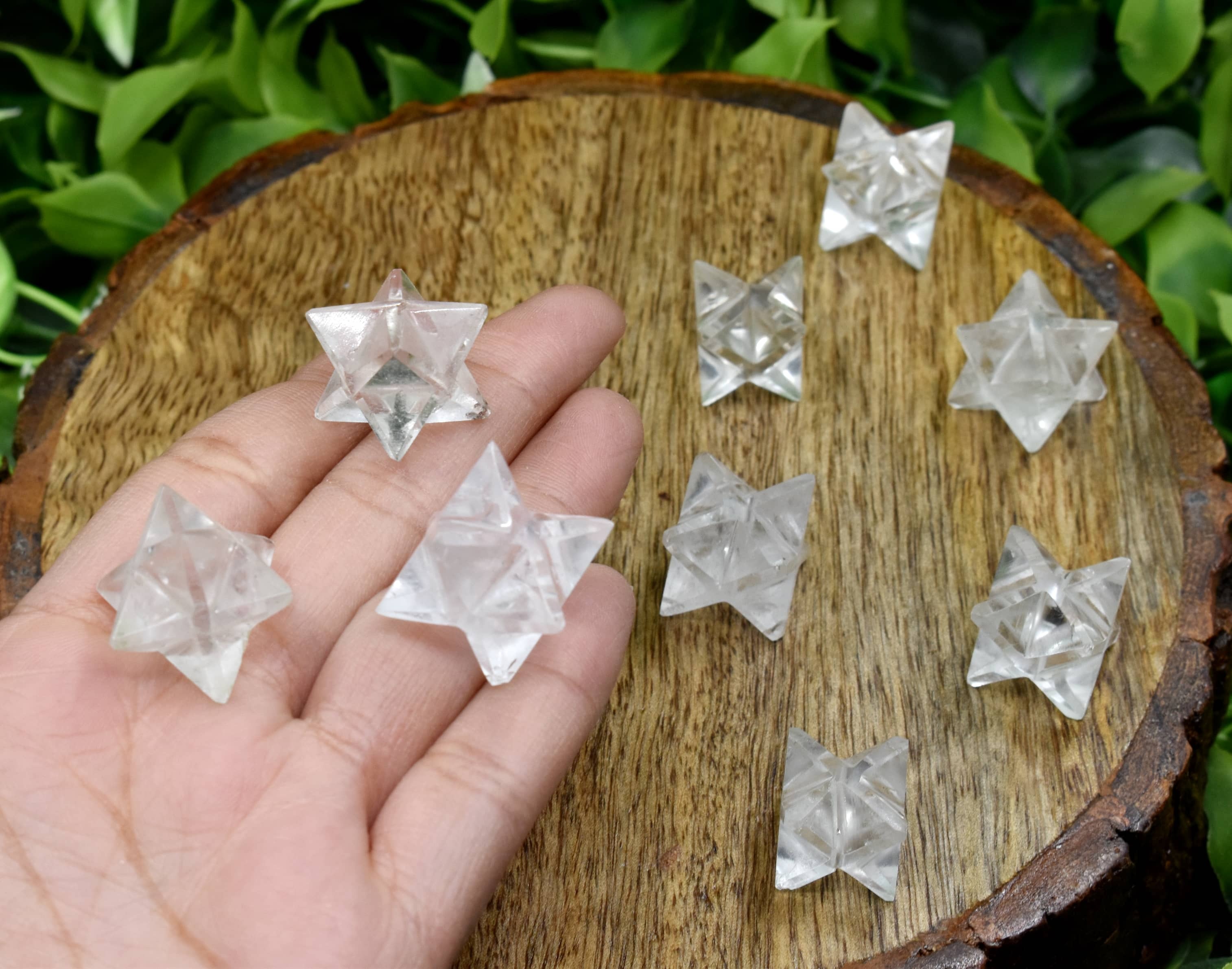 Crystal Quartz Crystal Merkaba Stars, Crystal Grid, Energy Healing Sacred Geometry Stars - Size: 18-25mm, Grade: Aaa, Weight: 15 Grams