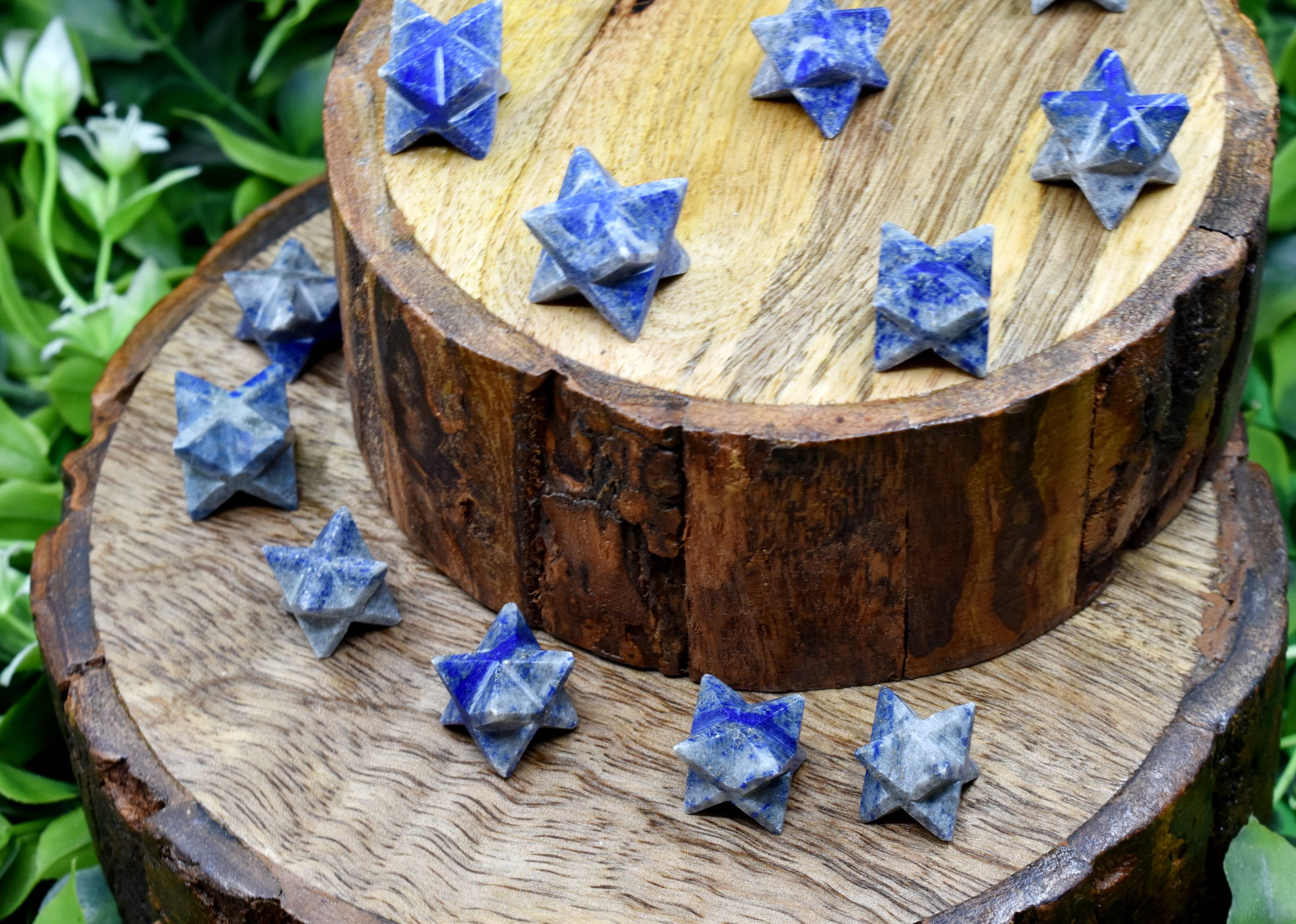 Lapis Lazuli Crystal Merkaba Stars - 18-25mm Natural Gemstones, Aaa Quality For Energy Healing And Spiritual Growth