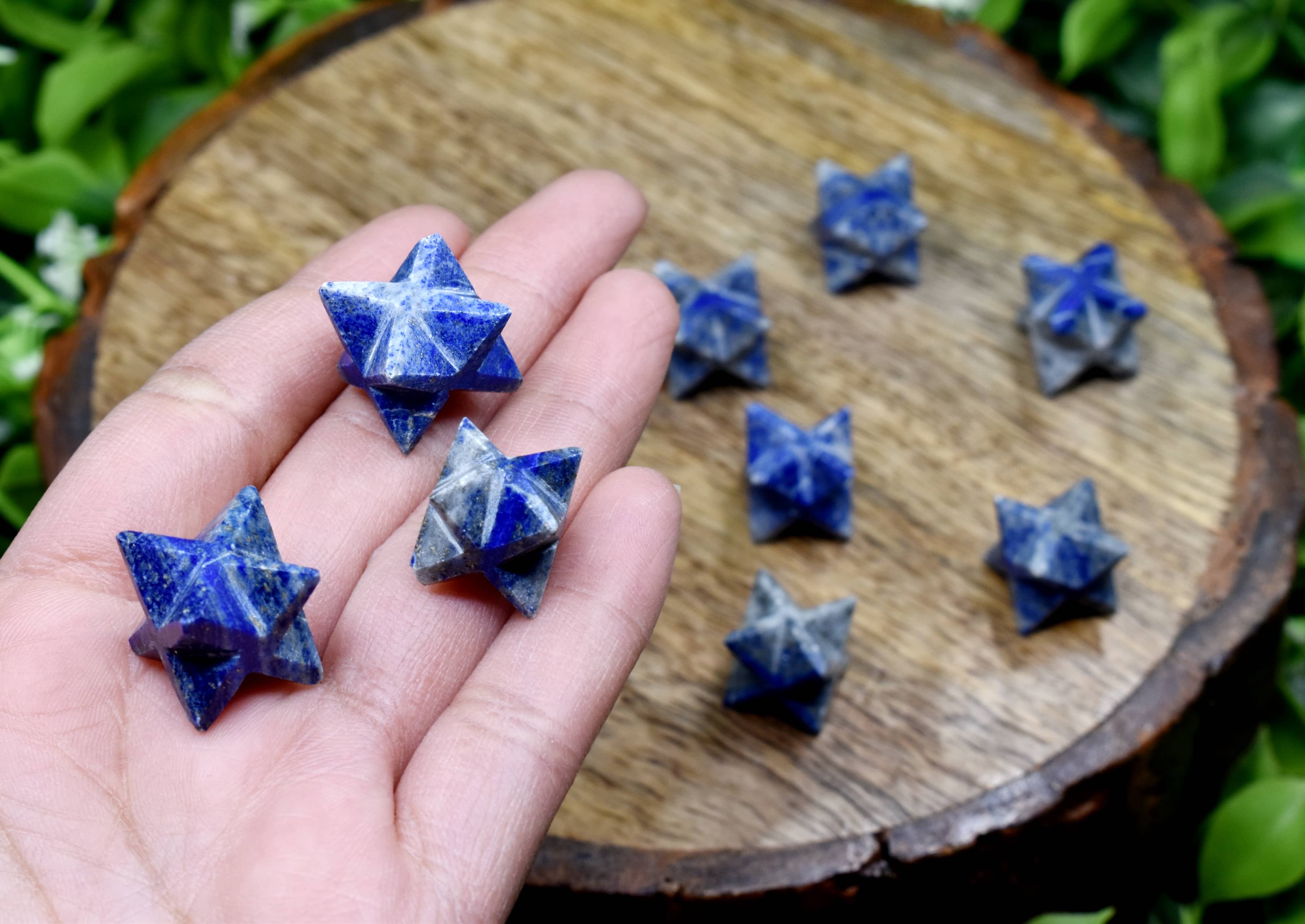 Lapis Lazuli Crystal Merkaba Stars - 18-25mm Natural Gemstones, Aaa Quality For Energy Healing And Spiritual Growth