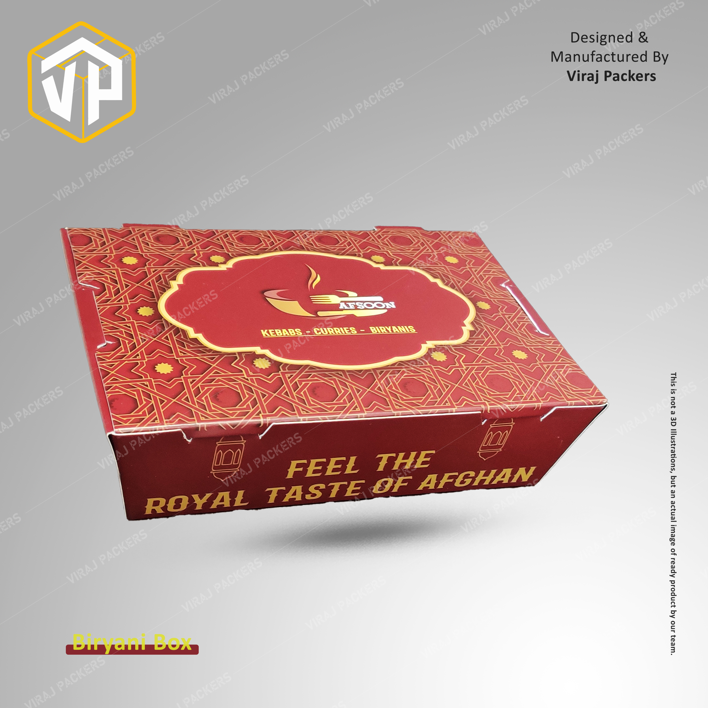 Customized Biryani Packaging Boxes - Paper, 7x5 Inches, Rectangular Shape | High-quality Food-grade Material, Glossy Lamination, Uv Offset Printing, Vibrant Custom Designs, Ideal For Restaurants And Takeout