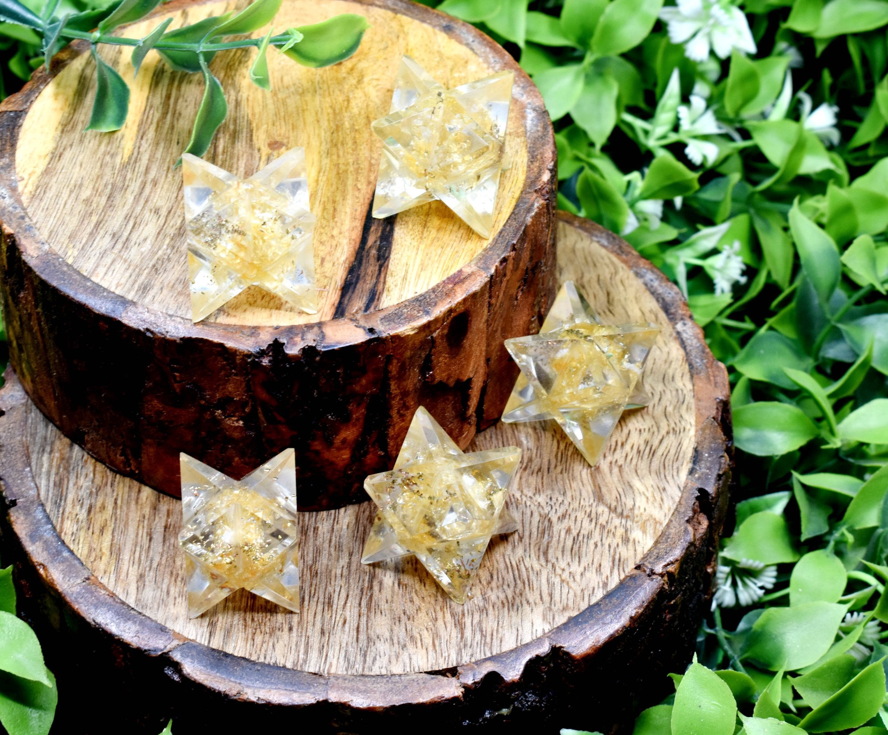 Citrine Crystal Merkaba Stars Crystal Grid Energy Healing Sacred Geometry Stars - Citrine 18-25mm Yellow Natural Aaa Grade 15 Grams