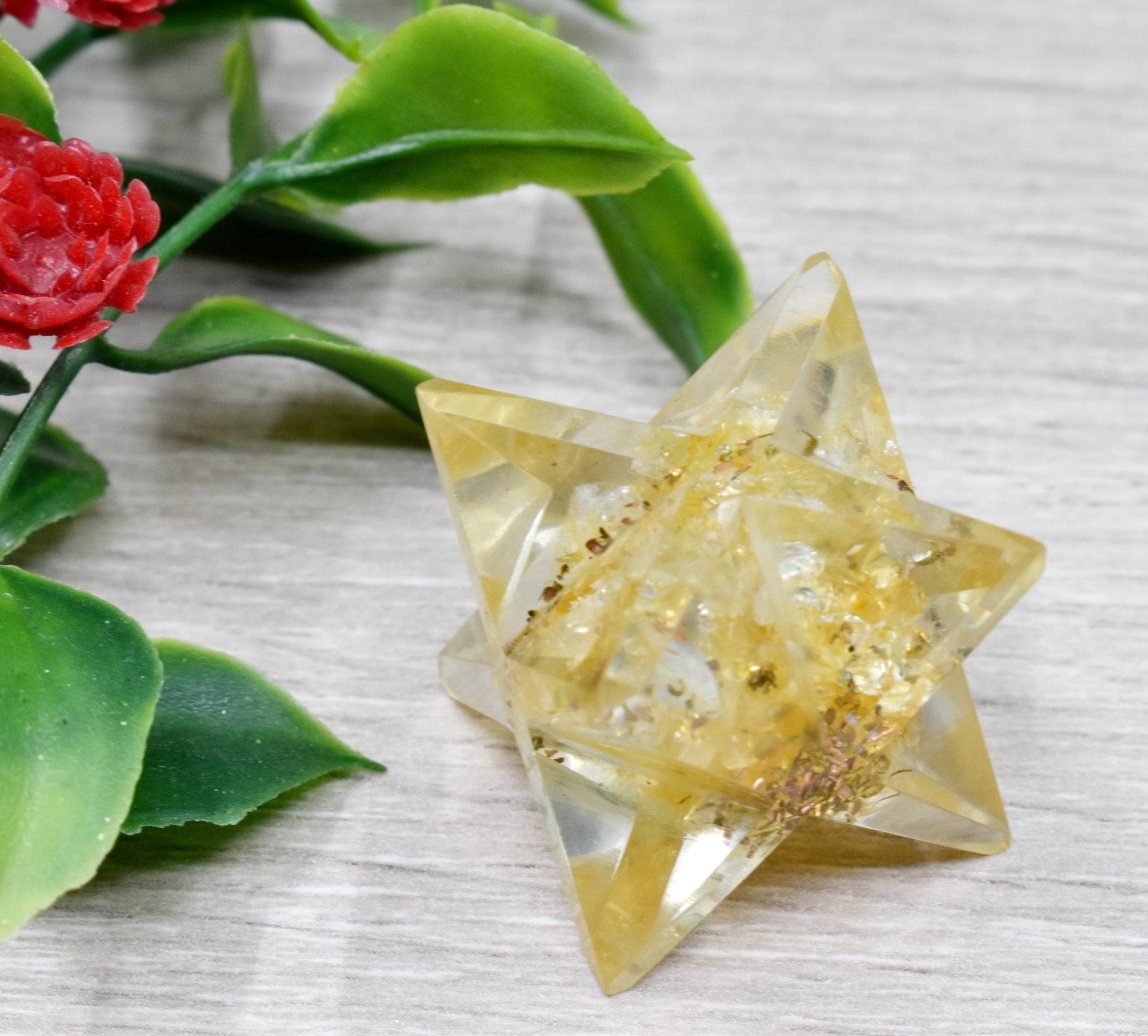 Citrine Crystal Merkaba Stars Crystal Grid Energy Healing Sacred Geometry Stars - Citrine 18-25mm Yellow Natural Aaa Grade 15 Grams