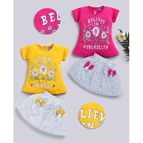 Baby Girl Top Skirt - Cotton Printed Fabric, Modern Style For Ages Upto 5 Years
