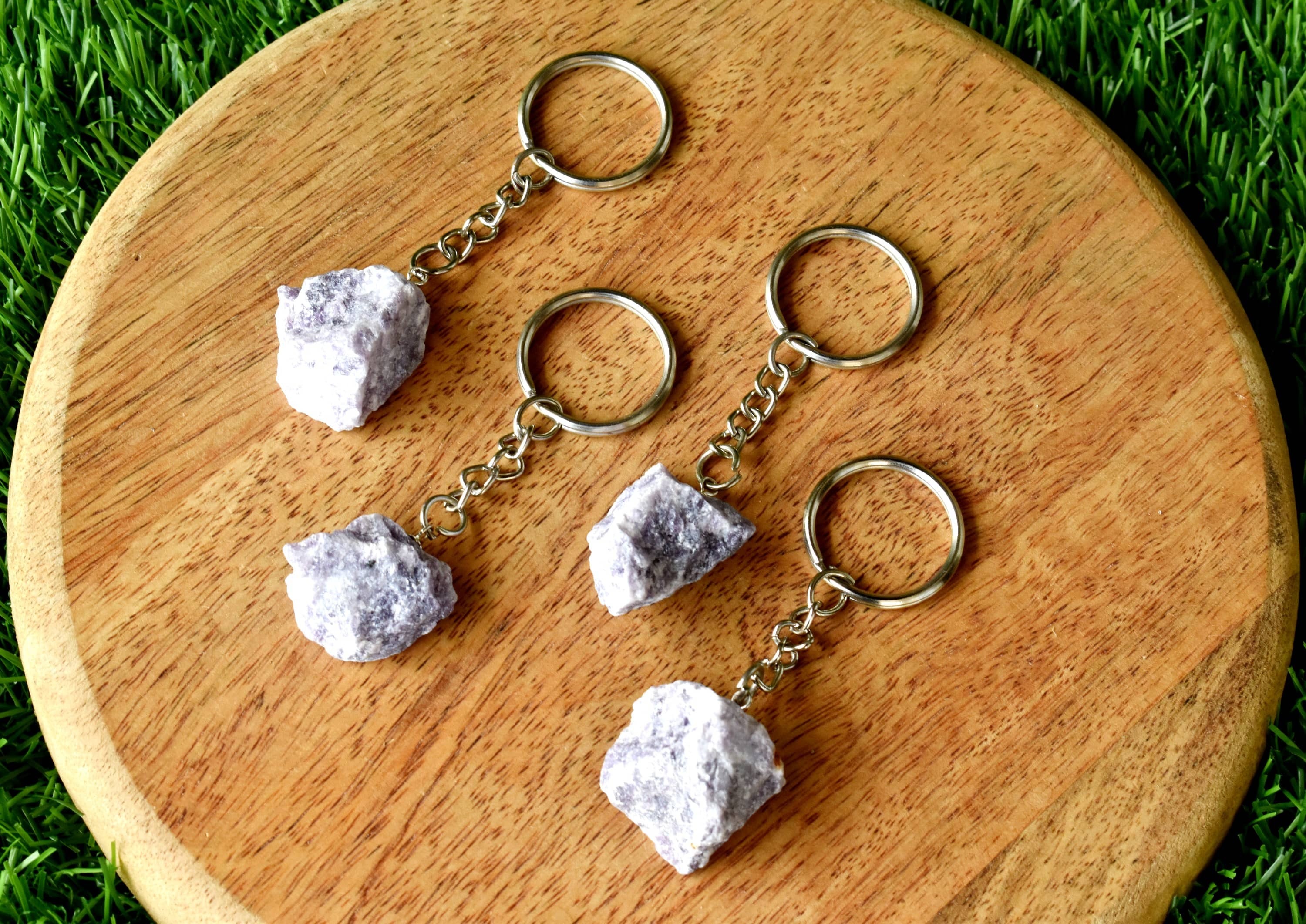 Lepidolite Key Chain - Tumble Rough Worry Stone Heart | A Unique Gift For Crystal Enthusiasts, Ideal For Daily Use And Personalization