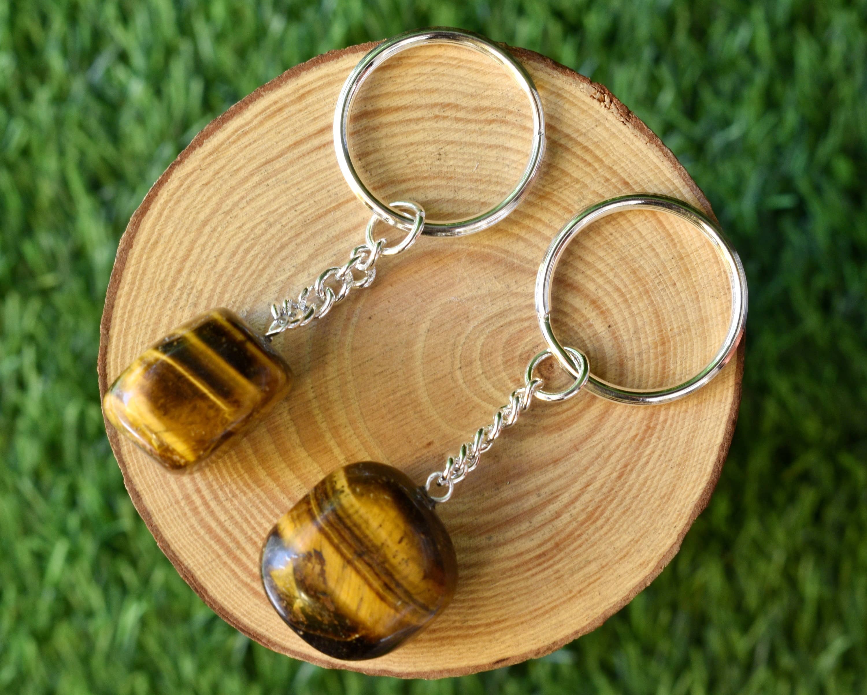 Tiger Eye Key Chain - Tumble Rough Worry Stone Hearts, 5.5cm Chain Size | Thoughtful Gift For Gemstone Lovers And Collectors