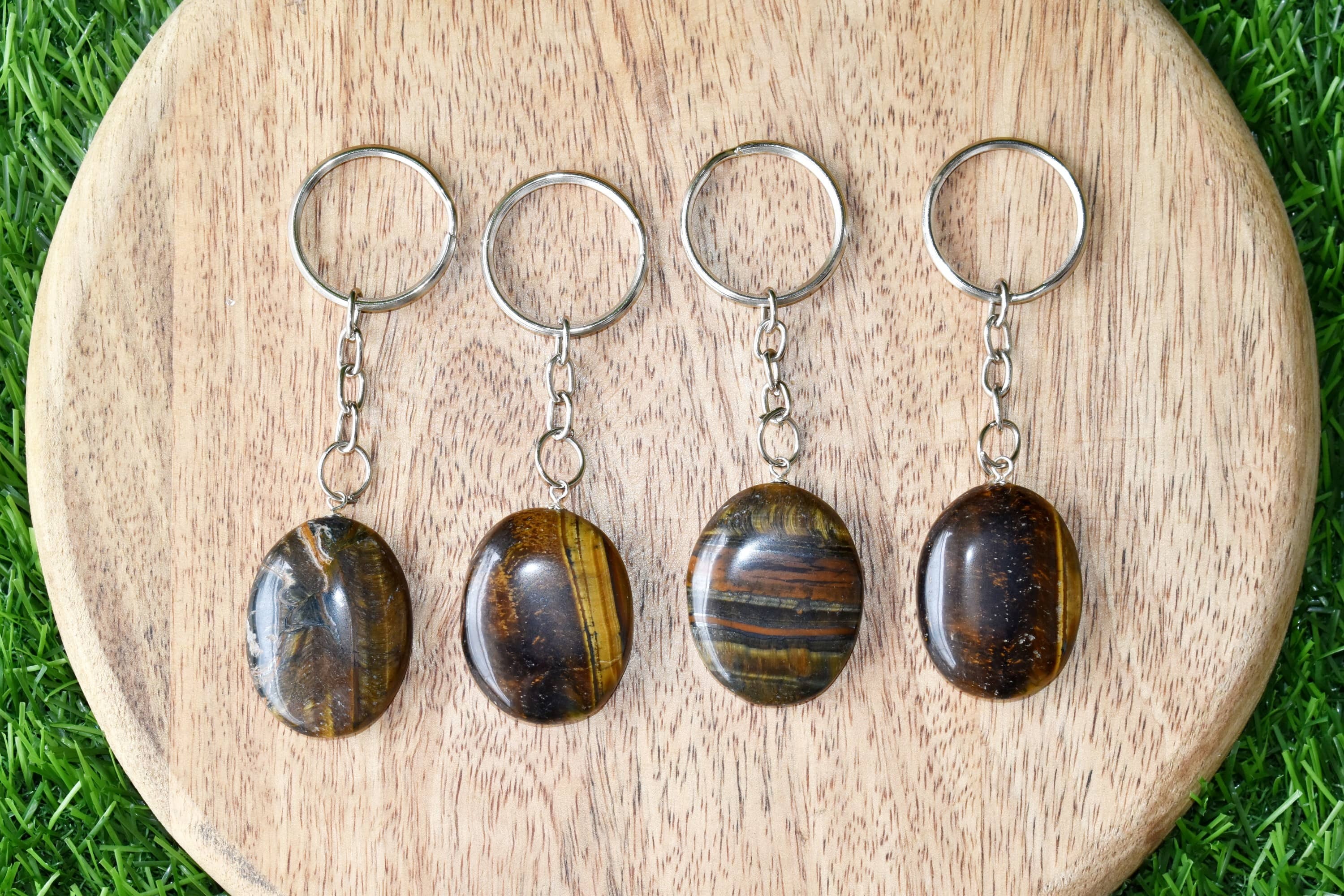 Tiger Eye Key Chain - Tumble Rough Worry Stone Hearts, 5.5cm Chain Size | Thoughtful Gift For Gemstone Lovers And Collectors