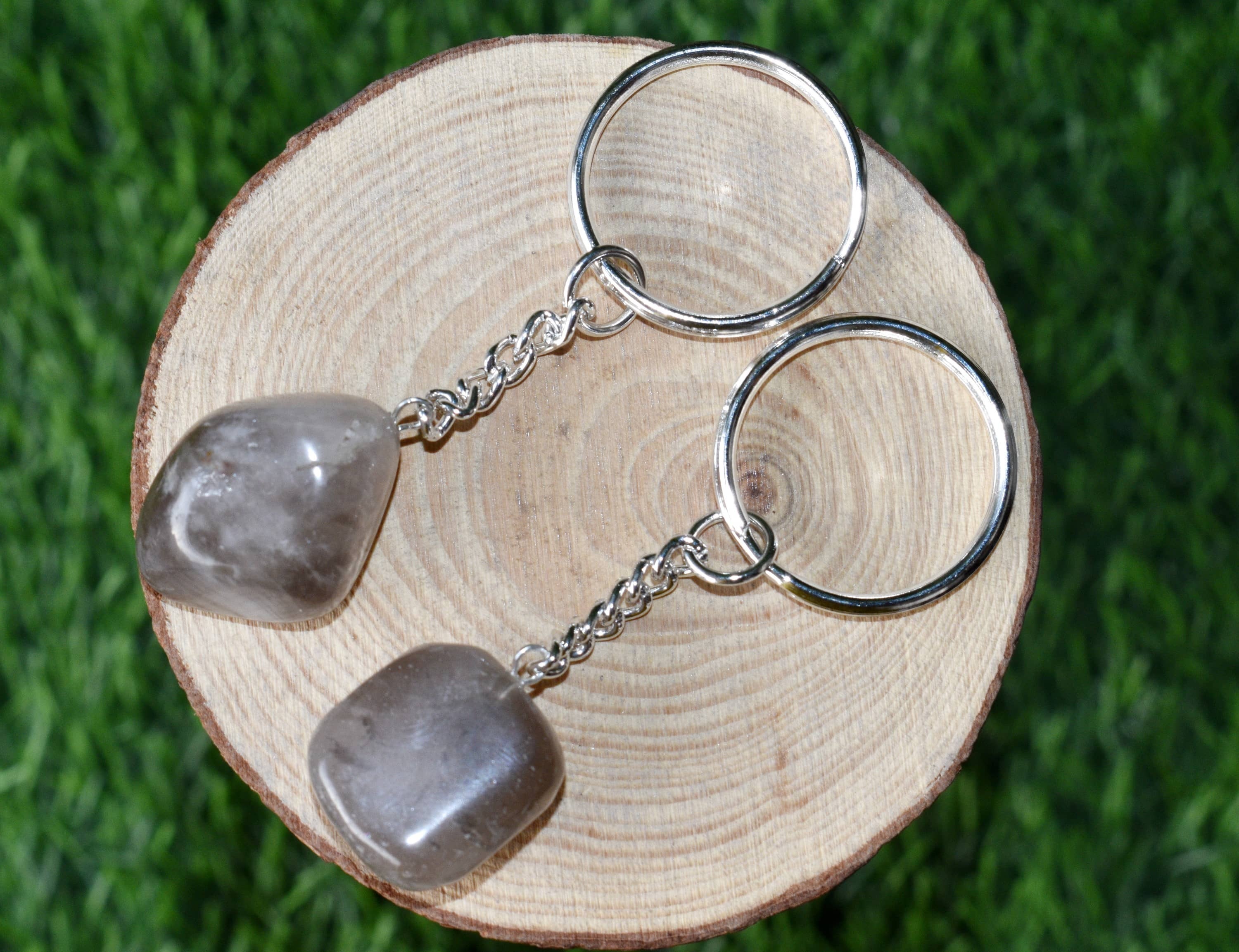 Smokey Quartz Key Chain, Gemstone Keychain Crystal Key Ring - Tumble Style, 5.5cm Chain Size | Perfect Gift For Gemstone Enthusiasts And Collectors