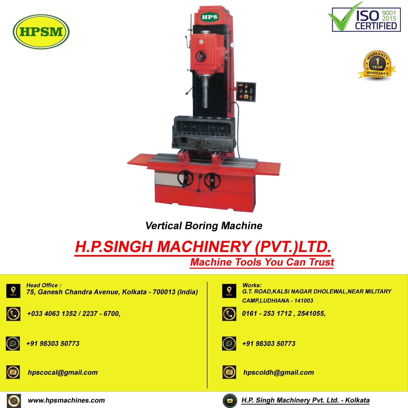 Vertical Boring Machine - Heavy-duty Steel Frame, Enhanced Precision Machining Features