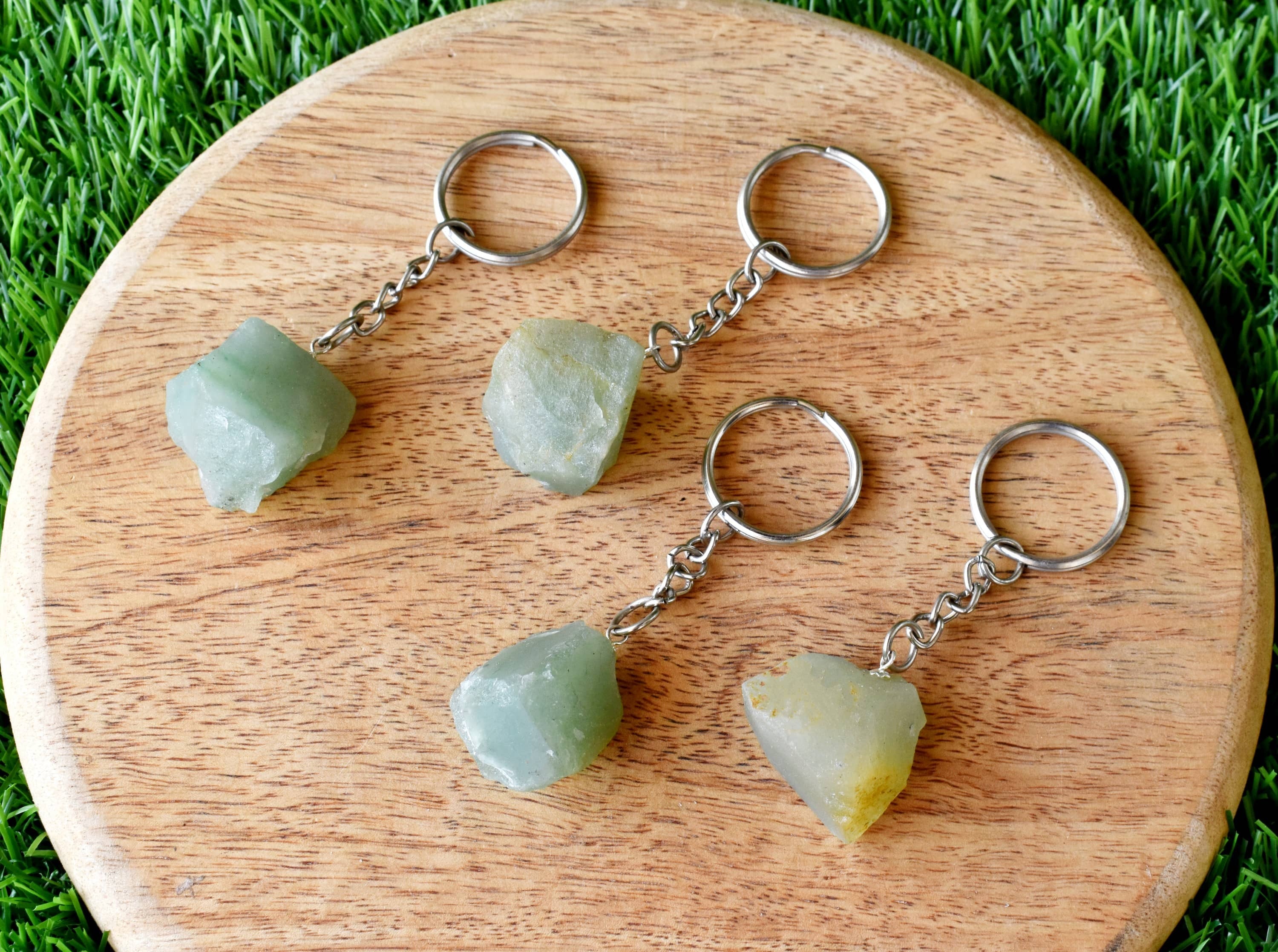 Green Aventurine Key Chain - Tumble, Rough Heart Shape | Orgone Sphere Gemstone, Perfect Gift Idea