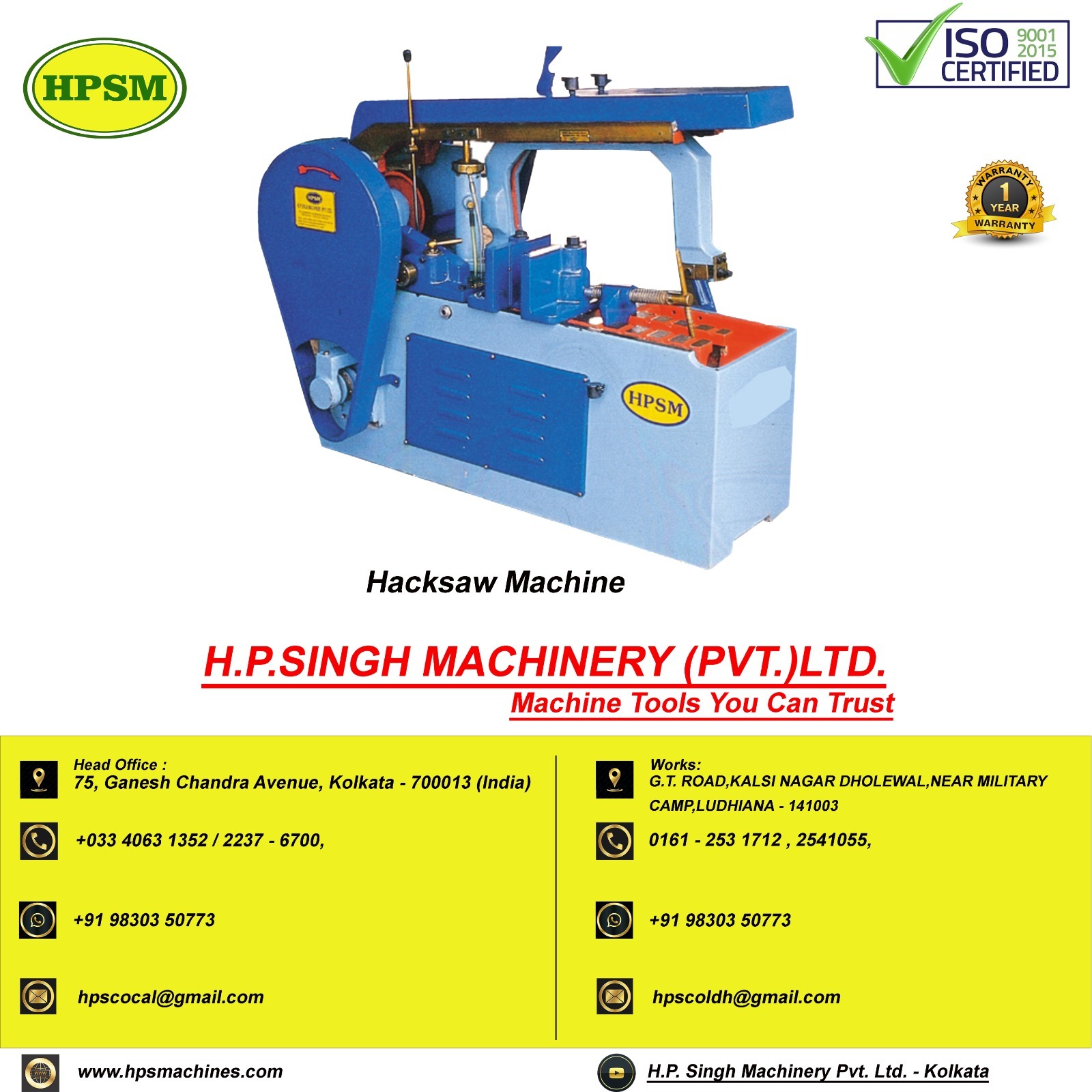 Power Hacksaw Machine - Color: White