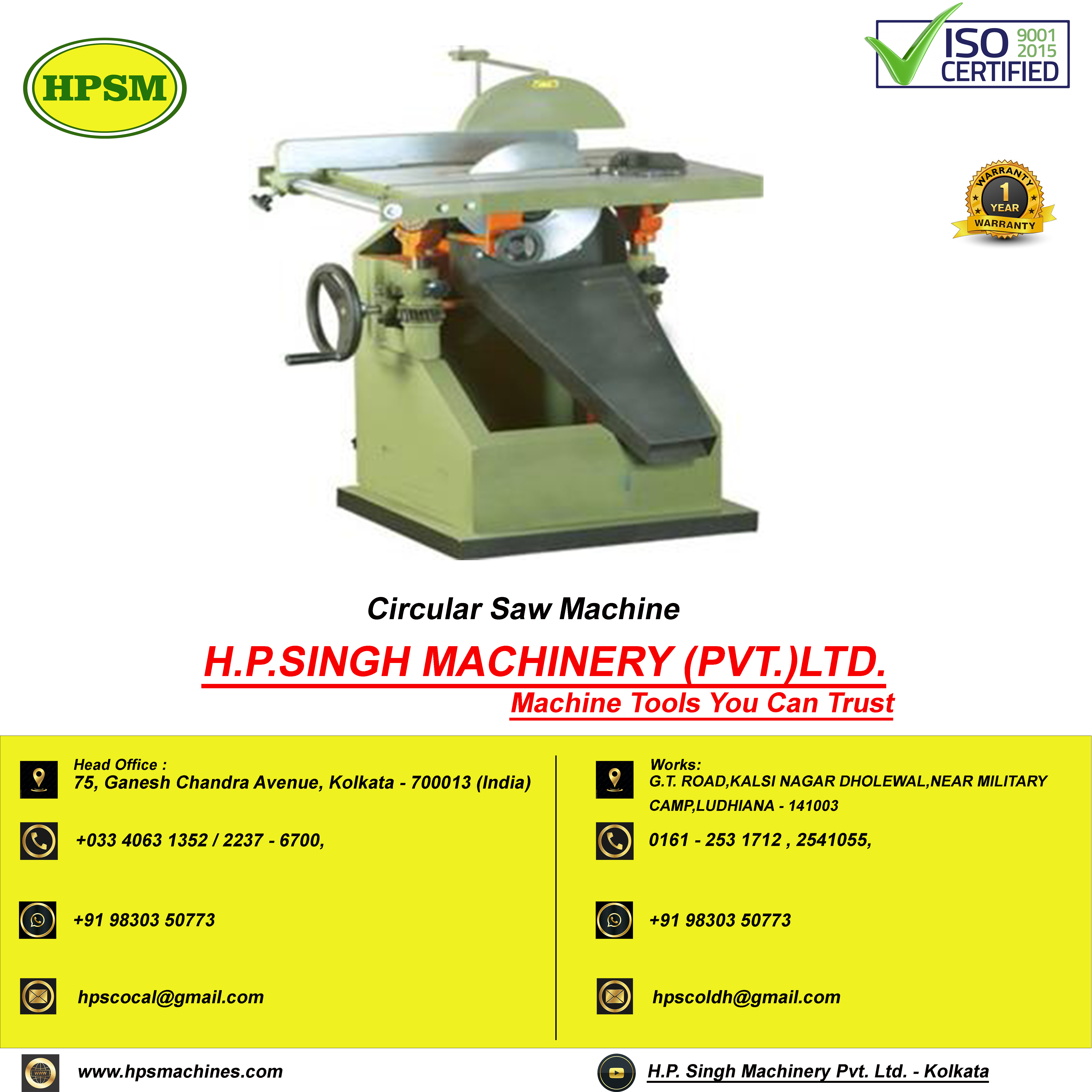 Circular Saw Machine - Operating Type: Manual