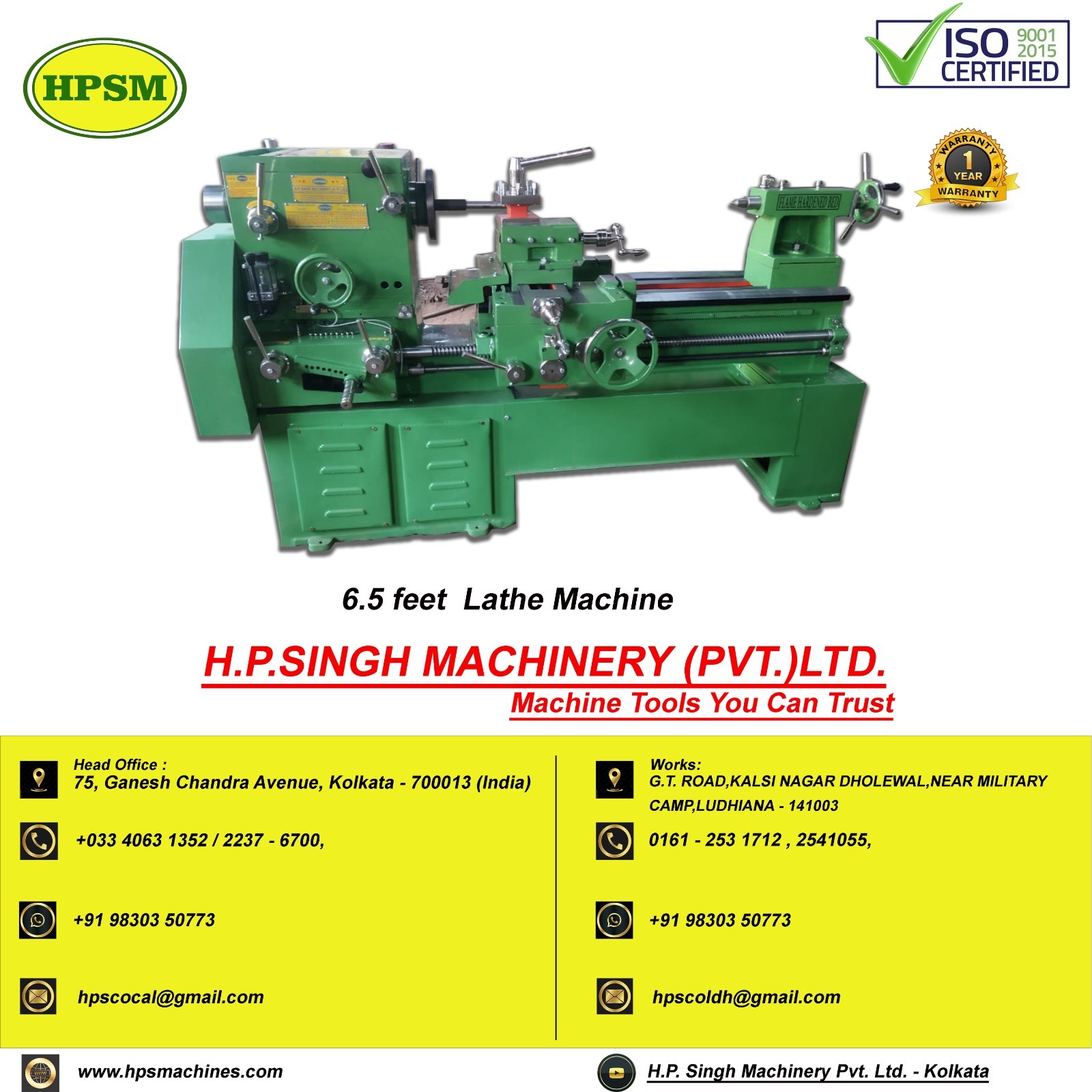 6.5ft Lathe Machine