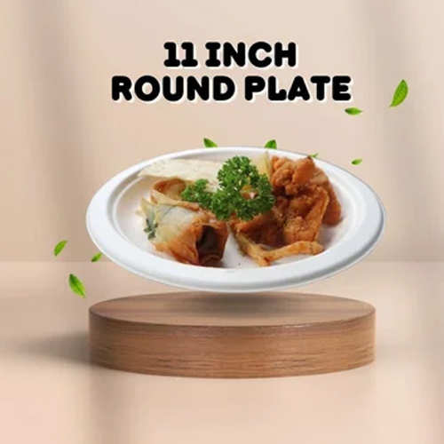Sugarcane Bagasse Plate - 11 Inch, White Disposable Dinnerware | Eco-Friendly, Microwave and Freezer Safe, Ideal for Restaurants and Events