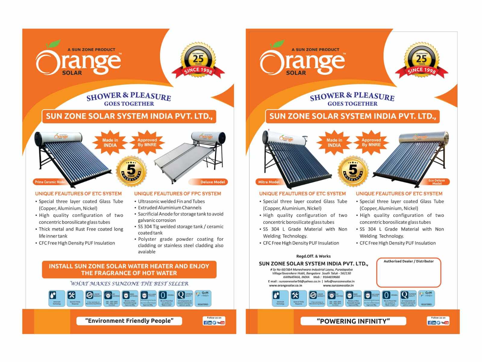 Prime Ceramic Solar - Capacity: 200 Lpd Liter/day