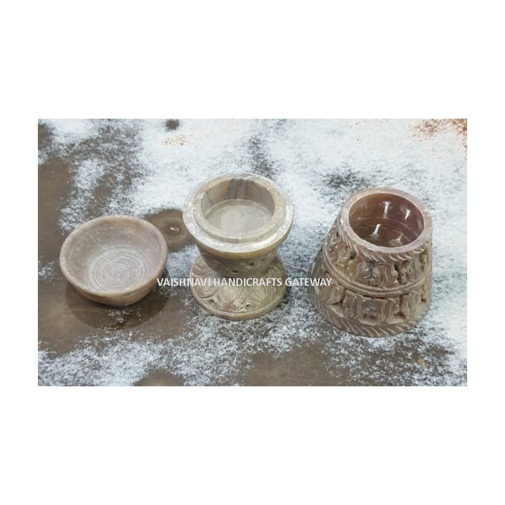 Soapstone Aroma Oil Diffuser For Gifting And Home Decor - Soapstone, 6" Inch, Natural Color, Antique Imitation, Hand-crafted Decorative Accent