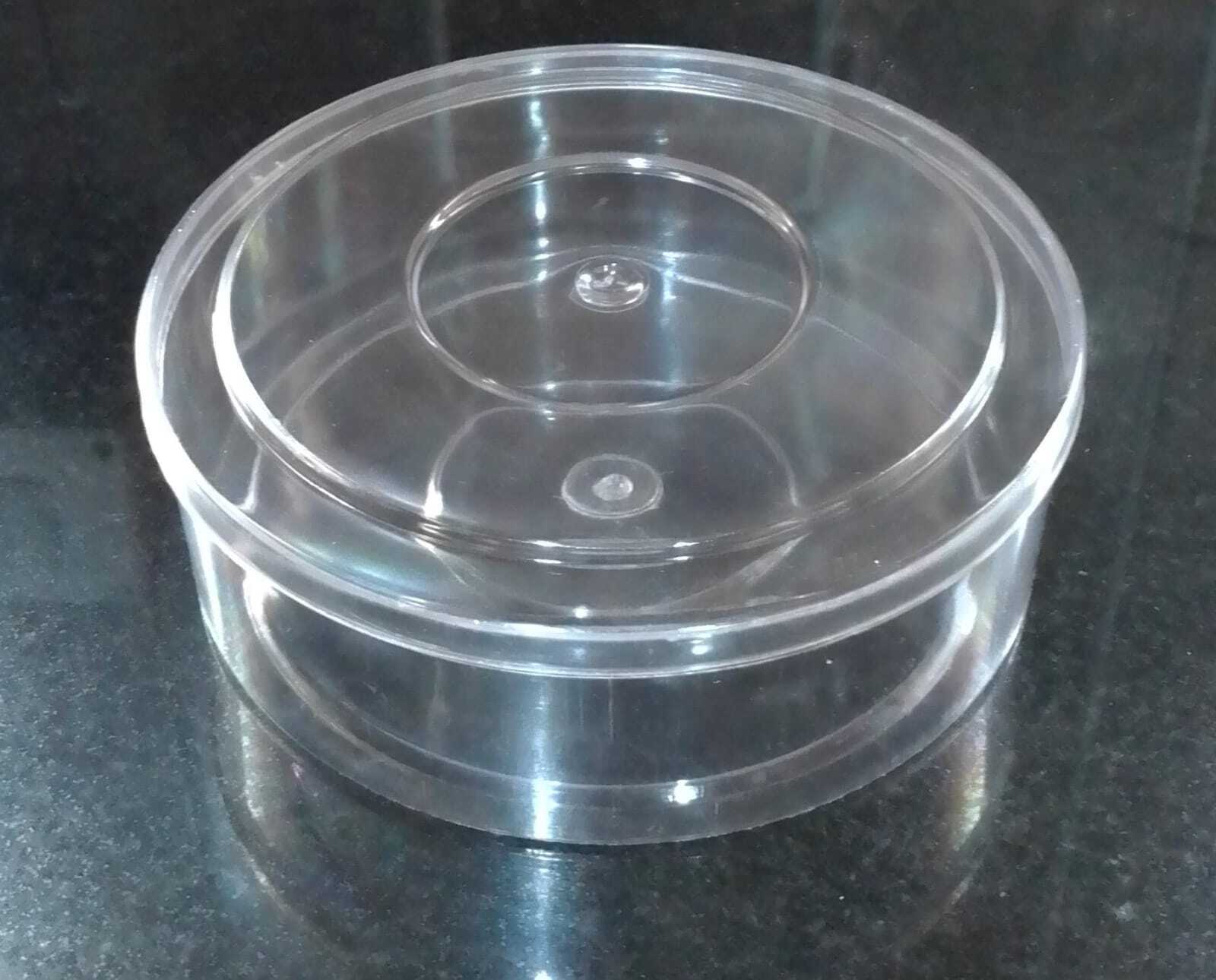 Round Medium Box - 6 Inch, Transparent Crystal | Food Grade, Hygienic, Lightweight With Lid Cover For Dry Fruits, Cookies, And Chocolates